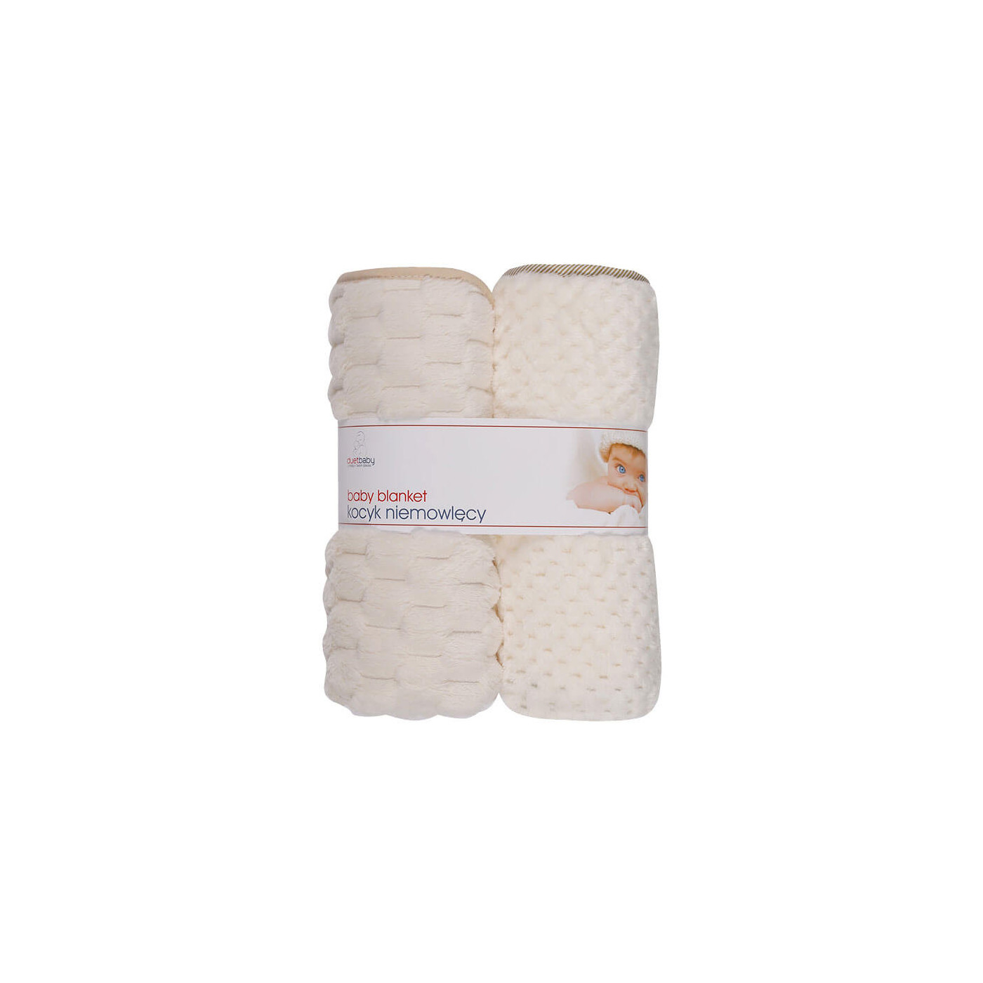 Miękki kocyk Coral z tłoczeniem dla dziecka 90x80 cm dwupak beżowy