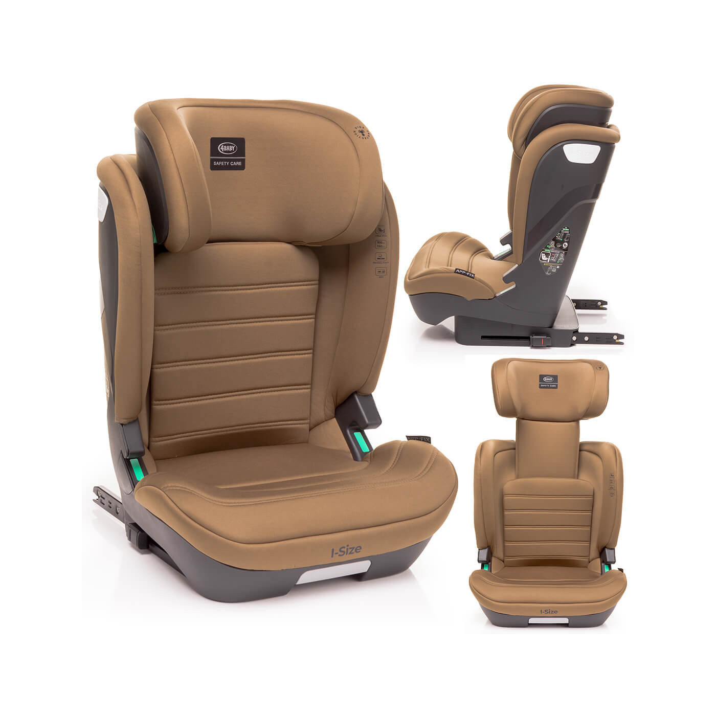 Fotelik samochodowy APP-FIX I-Size Isofix 100-150 cm 4baby 2024 MOKKA