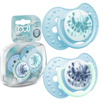 Smoczek uspokajający dla dziecka LOVI 0-3m Tie Dye Blue 2 szt.