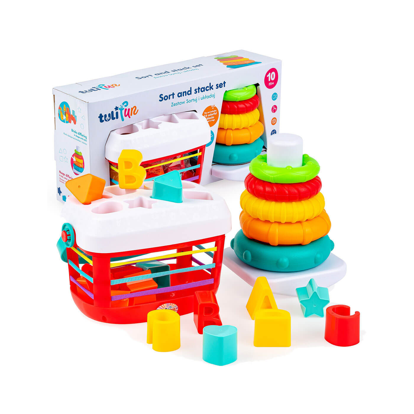 Zestaw Sortuj i Układaj, Sorter dla niemowlaka Dumel dla dziecka 6m+