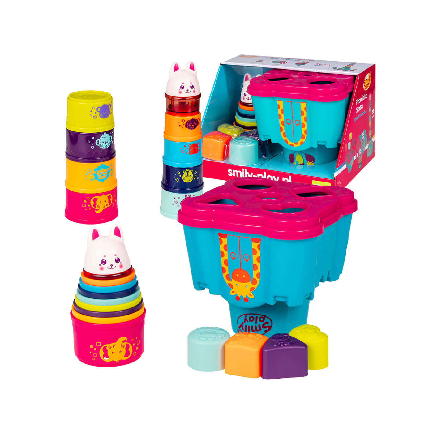 Sorter Piramidka dla malucha Zamek Króliczka Zabawka interaktywna Anek