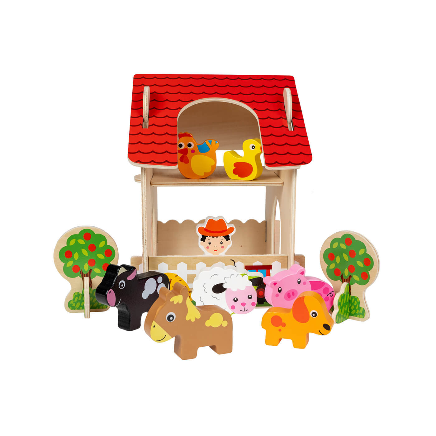 Drewniany domek farma, drewniana zabawka z figurkami Anek Smily Play