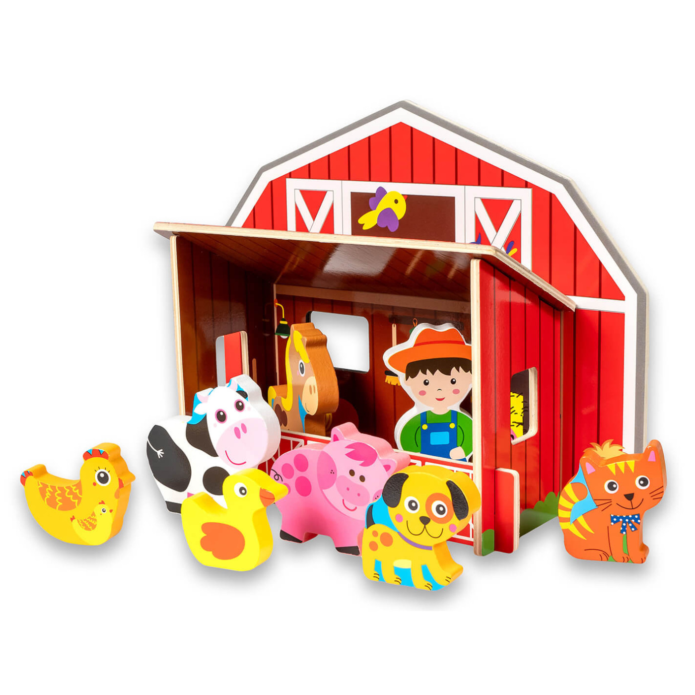 Drewniany domek farma, drewniana zabawka z figurkami Anek Smily Play