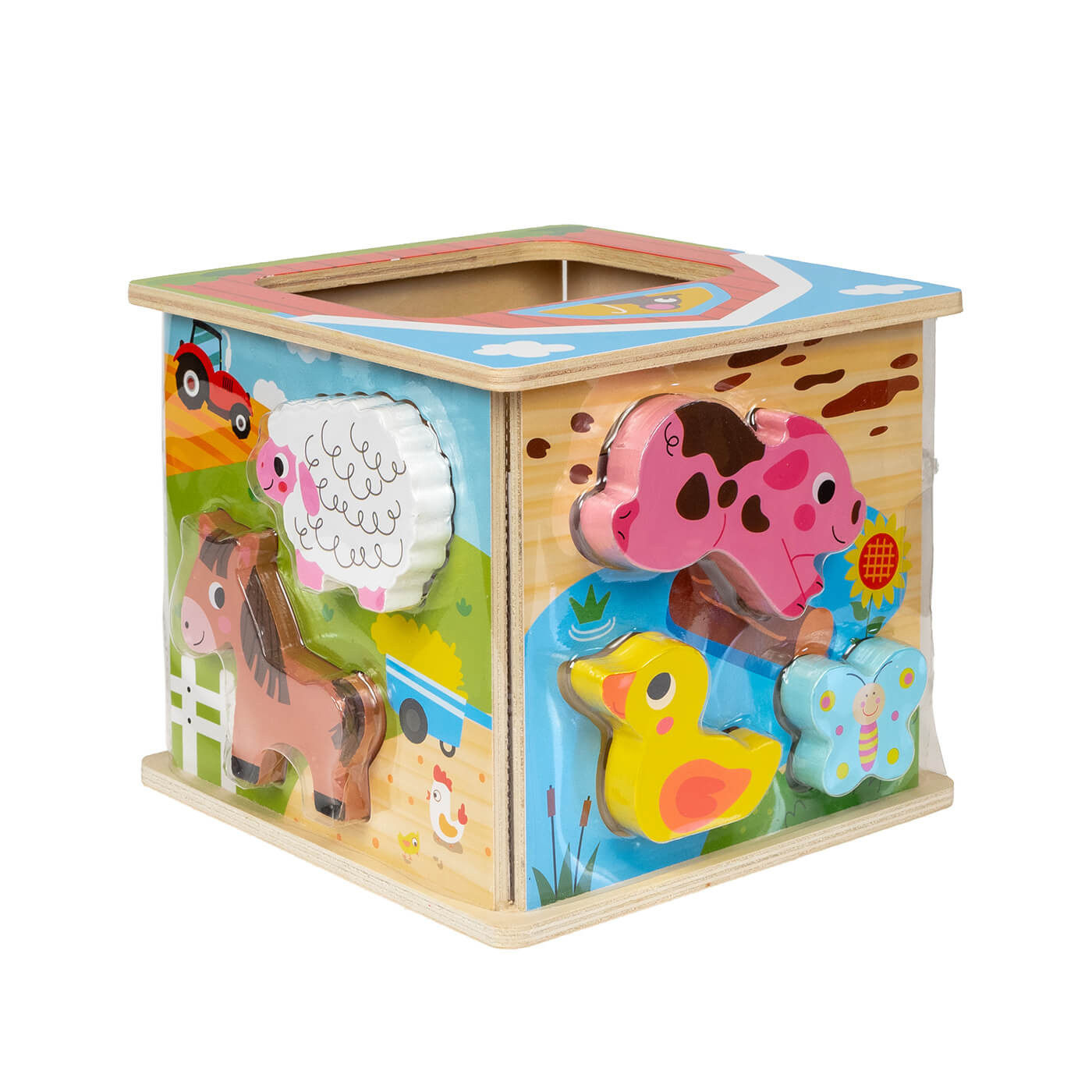 Kostka, sorter kształtów drewniany Zwierzątka na wsi Anek Smily Play