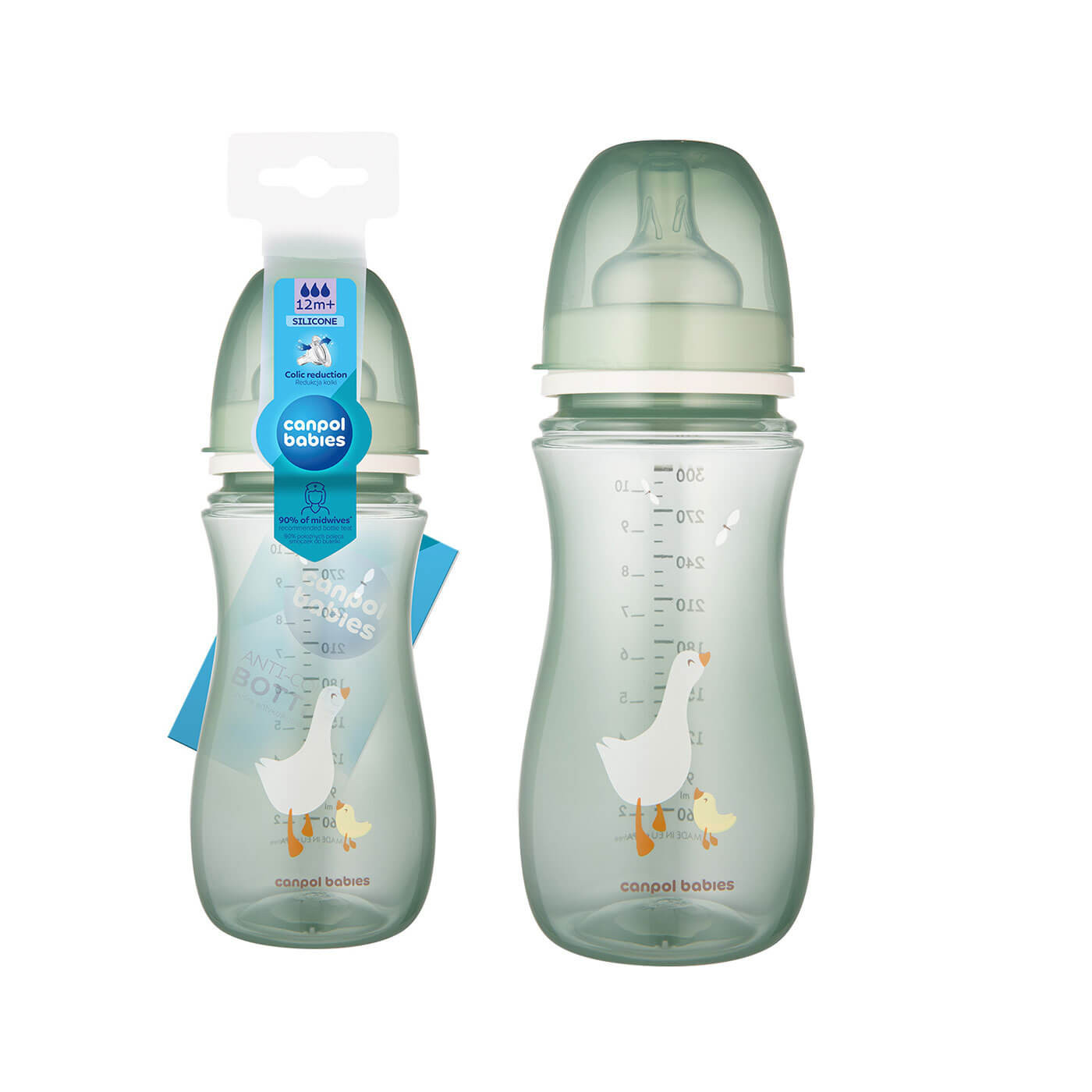 Butelka antykolkowa 300 ml z smoczkiem 12m+ EasyStart Geese Canpol