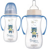 Butelka antykolkowa z uchwytami 300 ml z smoczkiem 12m+ BONJOUR Blue