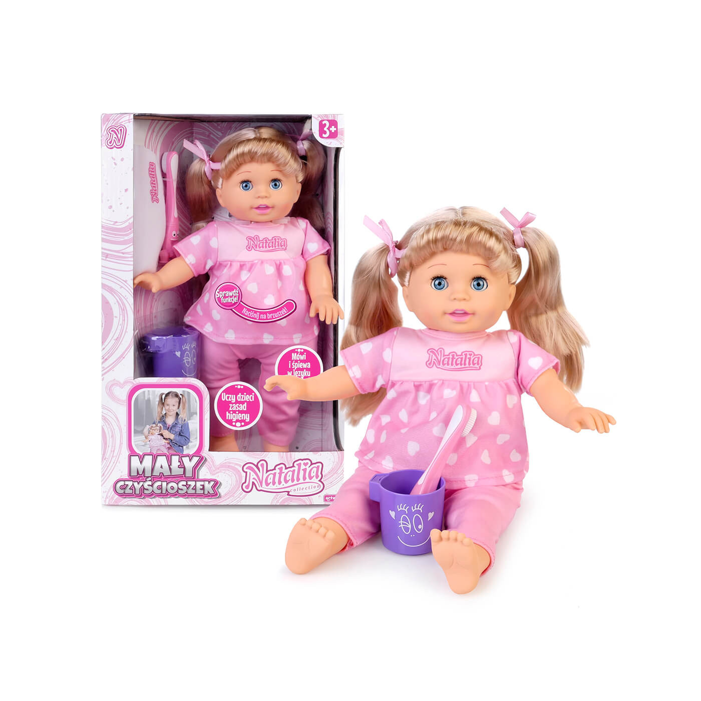 Lalka Natalia mówiąca, śpiewająca piosenki Czyścioszek myje ząbki