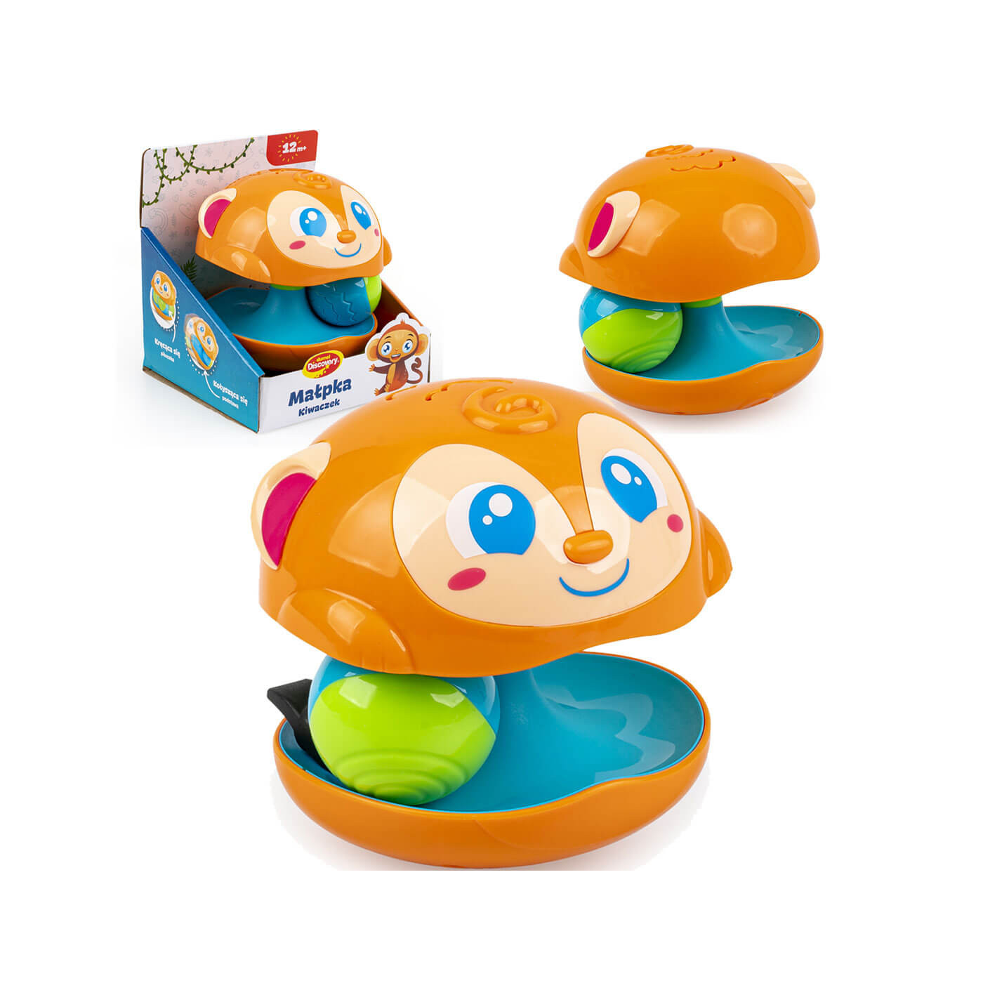 Zabawka dla niemowlaka wirująca małpka kiwaczek 12m+
