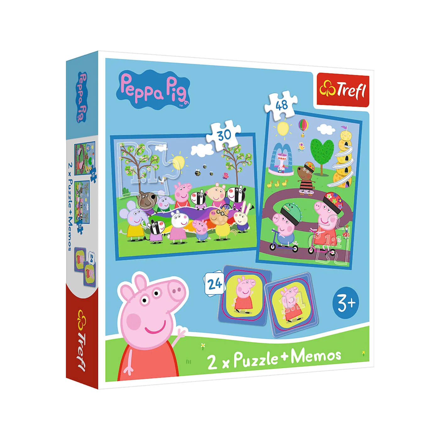 Puzzle Świnka Peppa Trefl, 30 i 48 el. + memos 24 el. od 3 lat