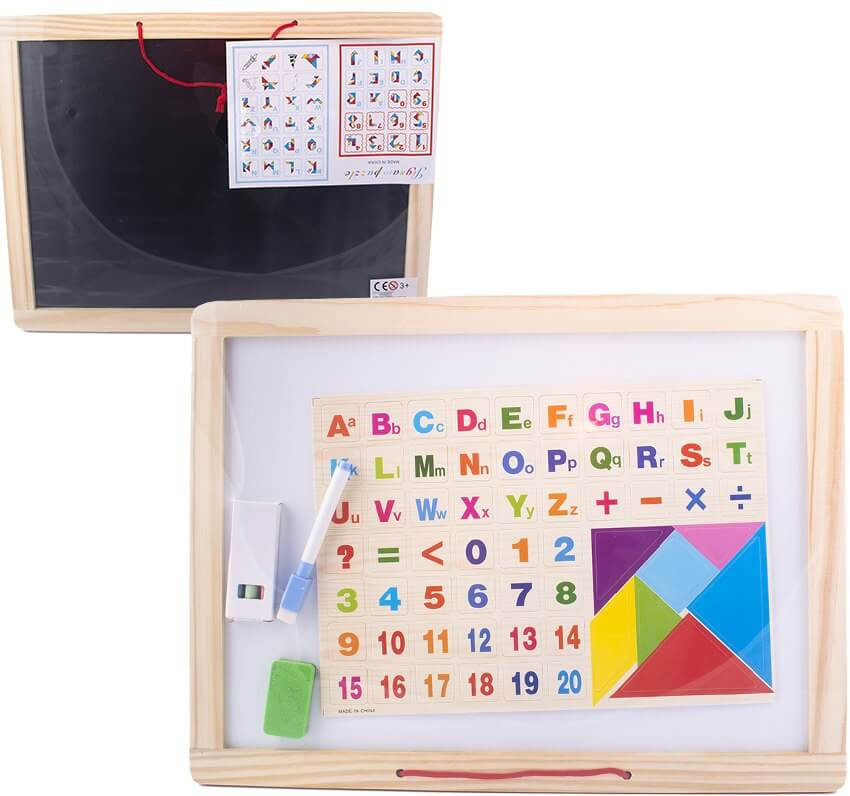 Dwustronna tablica edukacyjna dla dzieci - kredowa i magnetyczna