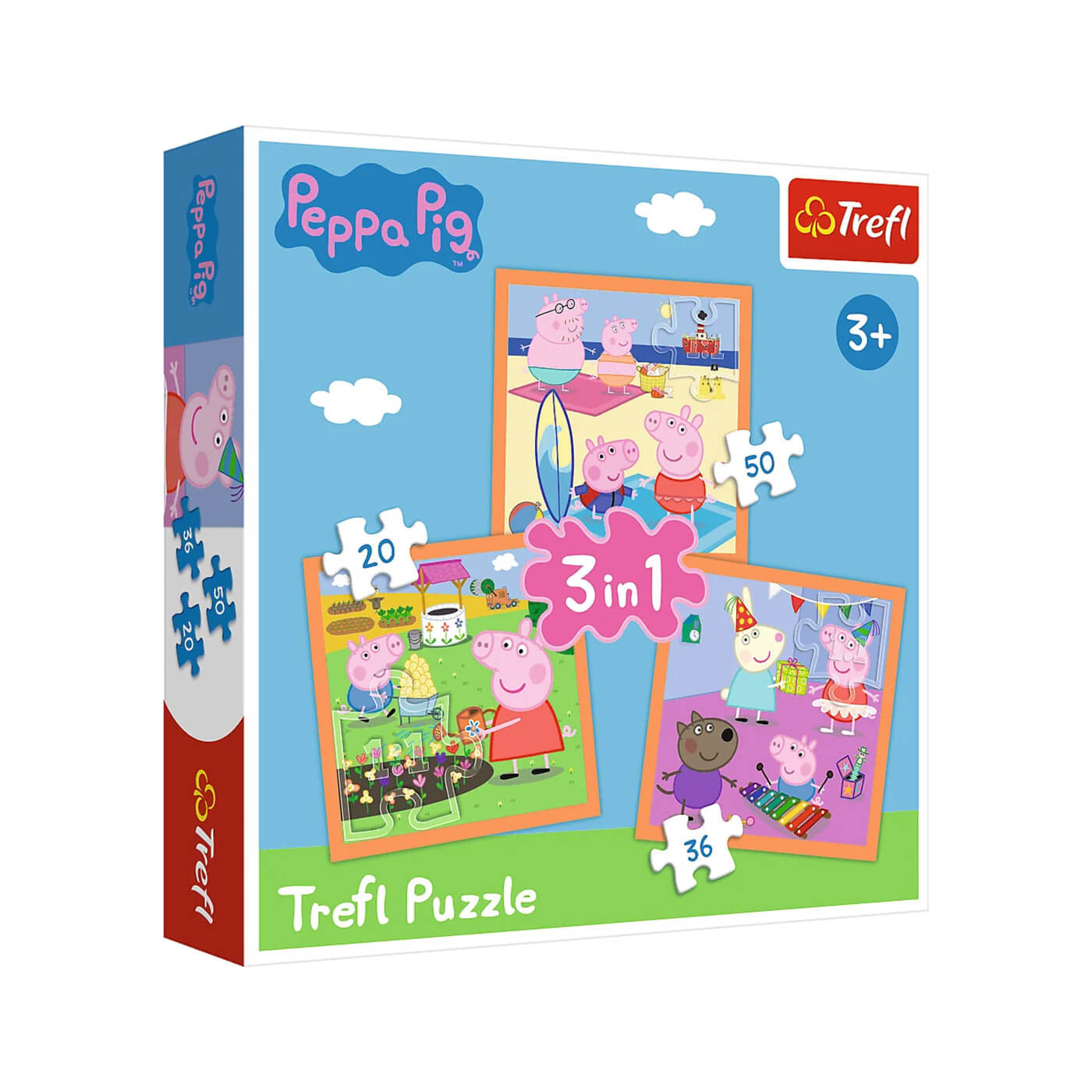 Trefl Puzzle 3w1 | Pomysłowa Świnka Peppa, puzzle ze Świnką Peppą 3+