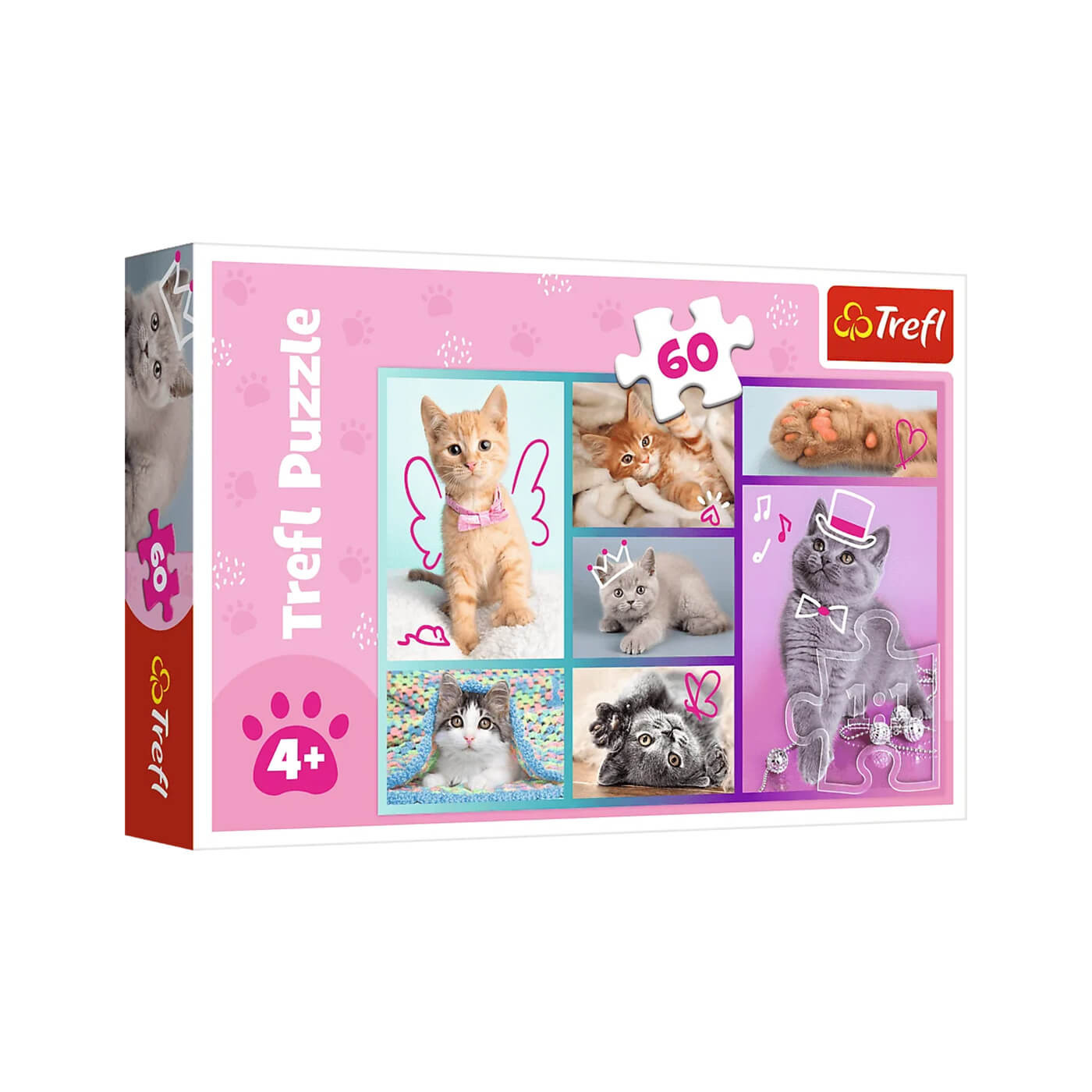 Puzzle 60 el. Słodkie kociaki, puzzle z kotkami dla czterolatka Trefl