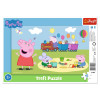 Puzzle 15 el. Ramkowe, Wesoły pociąg - puzzle z motywem bajki Świnka Peppa