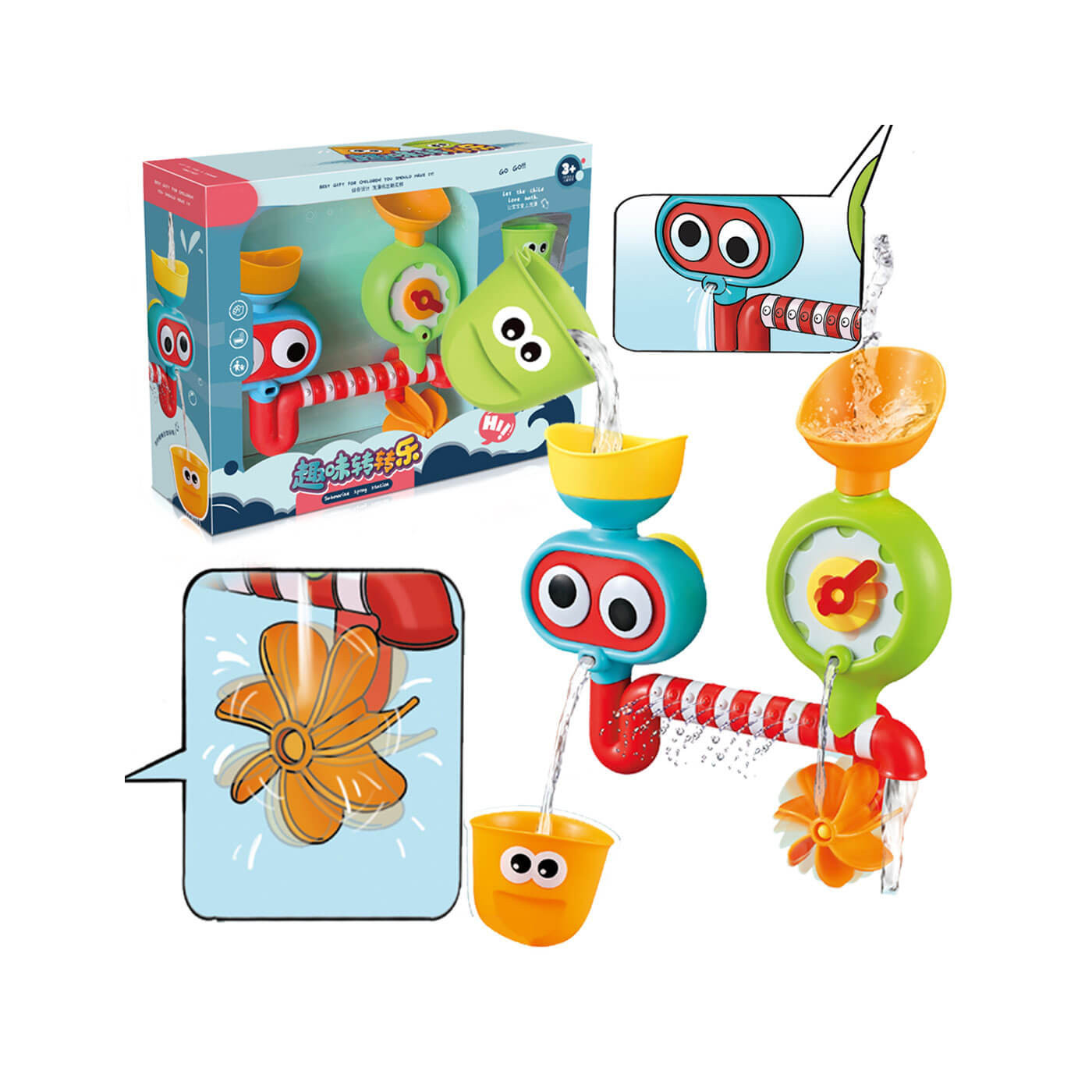 Zestaw zabawek do kąpieli dla dziecka Wesoły Kranik z kubeczkami