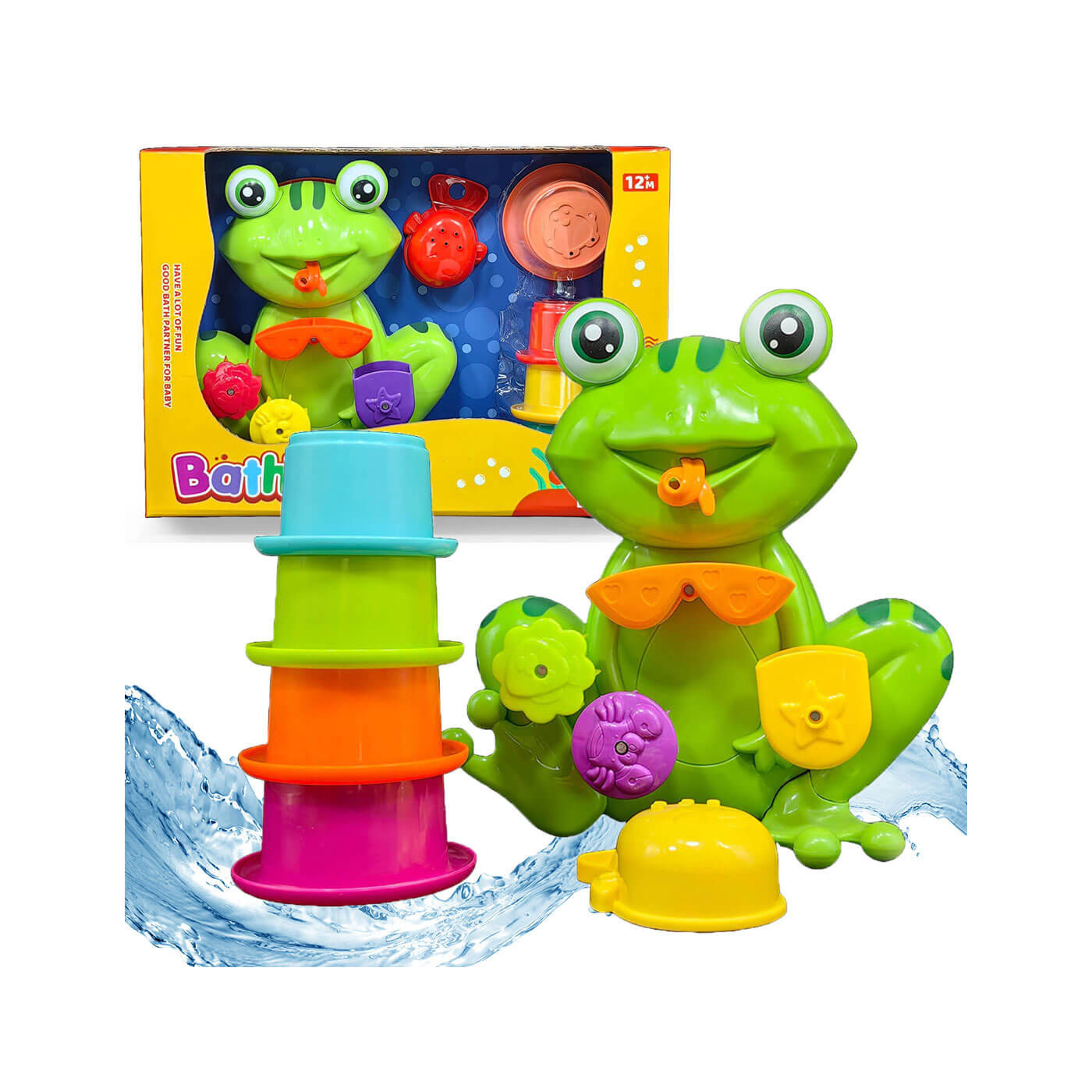 Zabawka do kąpieli dla dziecka Wesoła Żabka z kubkami zabawka od roku