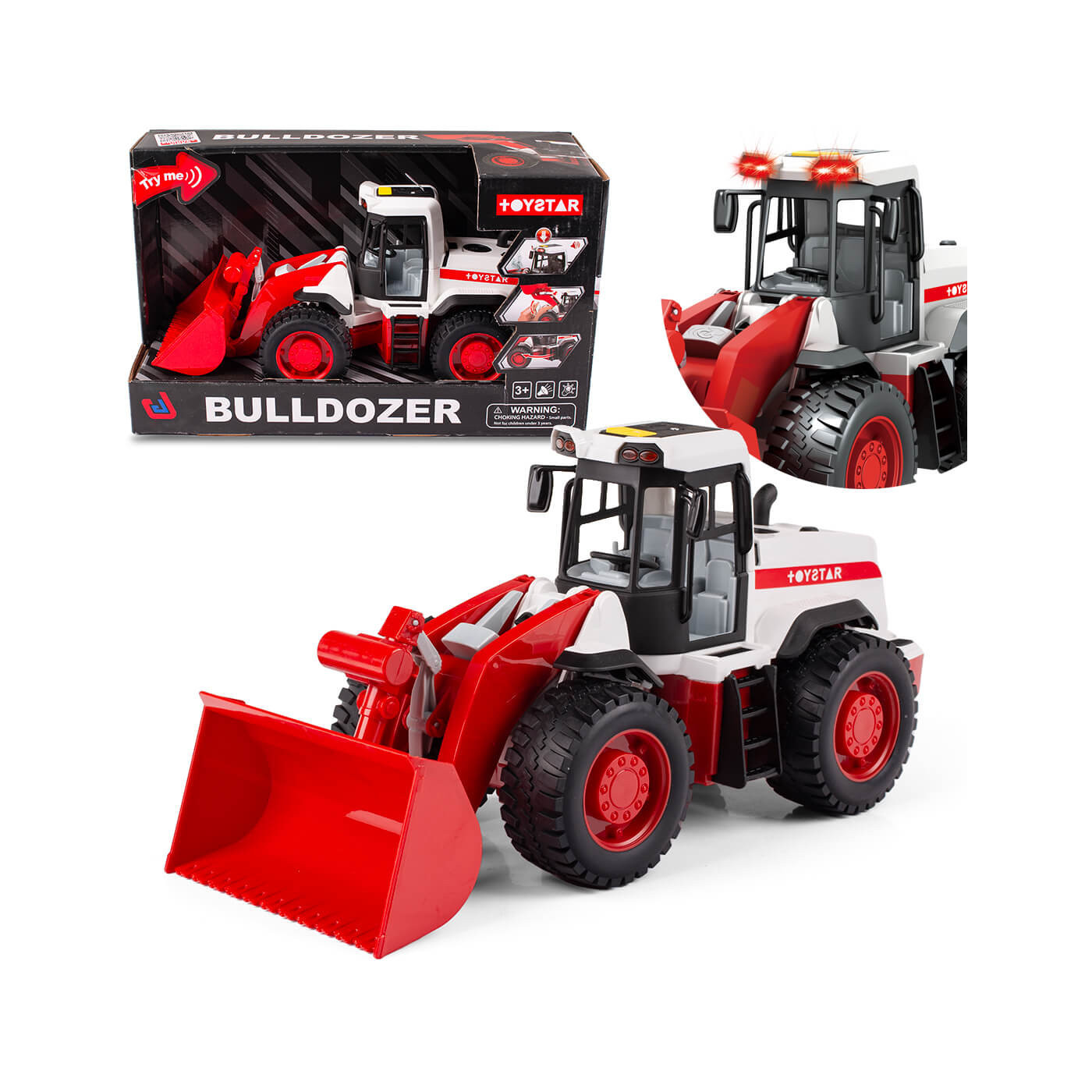 Spychacz, buldożer dla chłopca pojazd budowy ruchome elementy, światło i dźwięk 37 cm