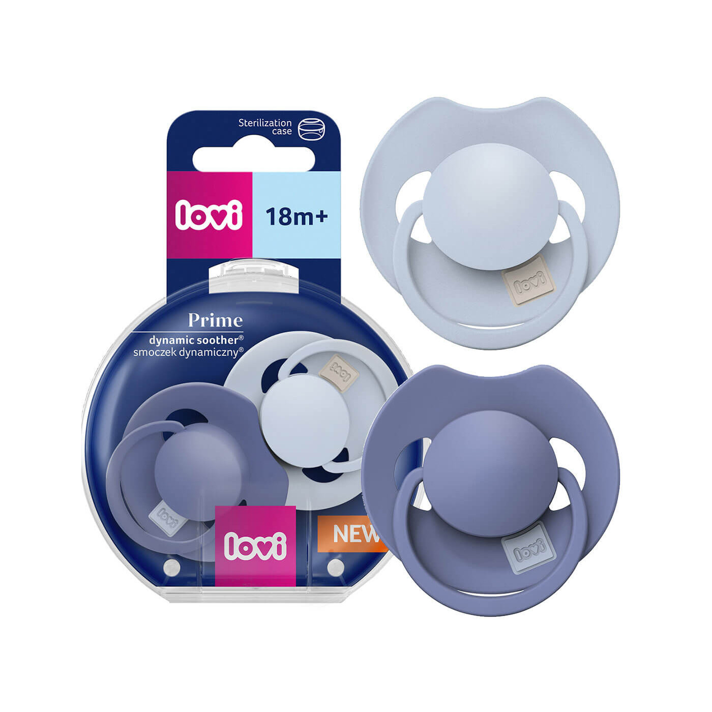 Smoczek uspokajający silikonowy LOVI Prime 18m+ 2 szt. Baby Blue/ Blue