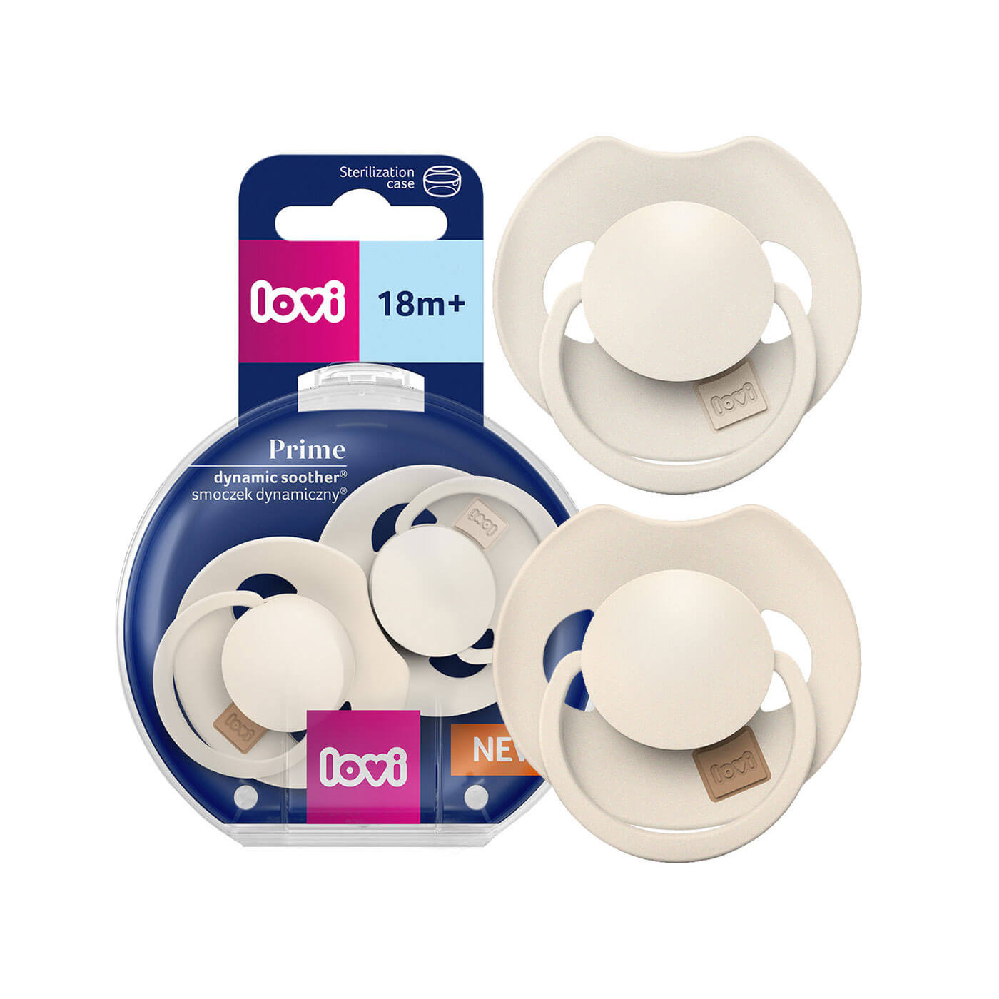 Smoczek uspokajający silikonowy LOVI Prime 18m+ 2 szt. Coconut Ivory