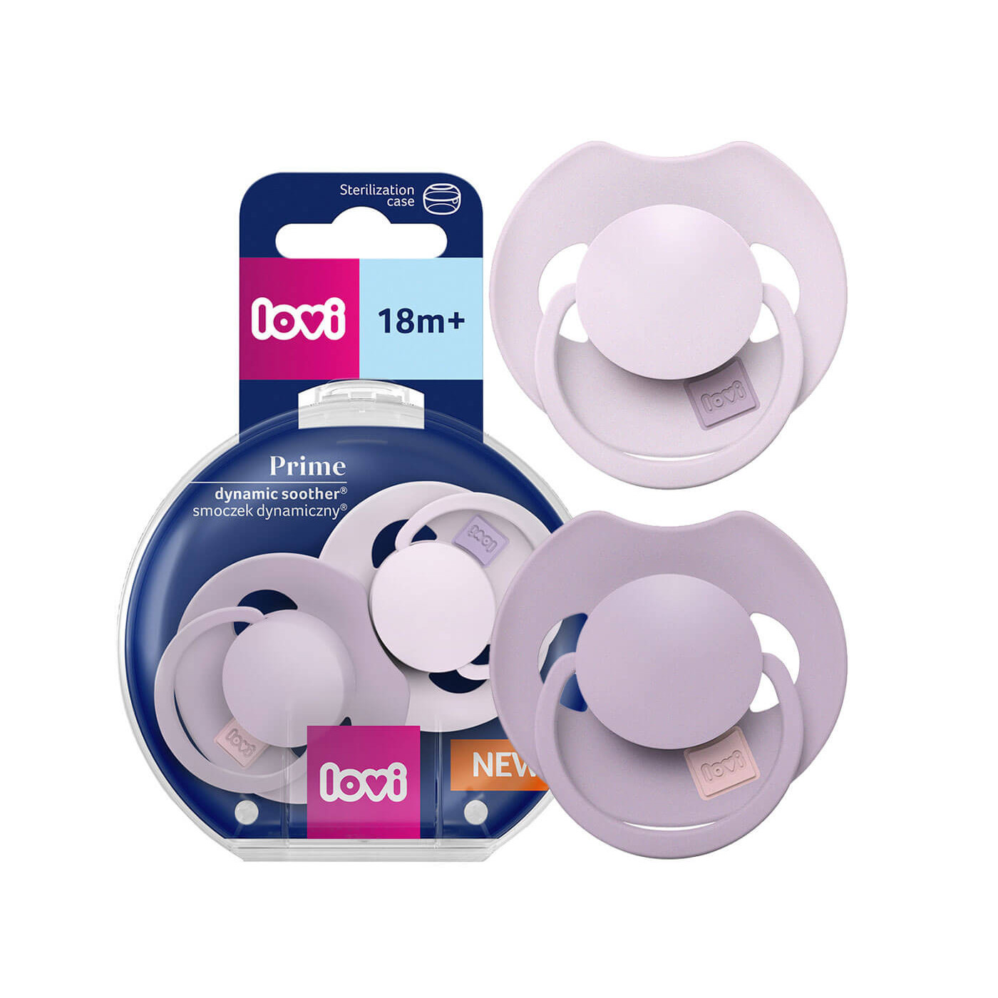 Smoczek uspokajający silikonowy LOVI Prime 18m+ 2 szt. Lilac Violet