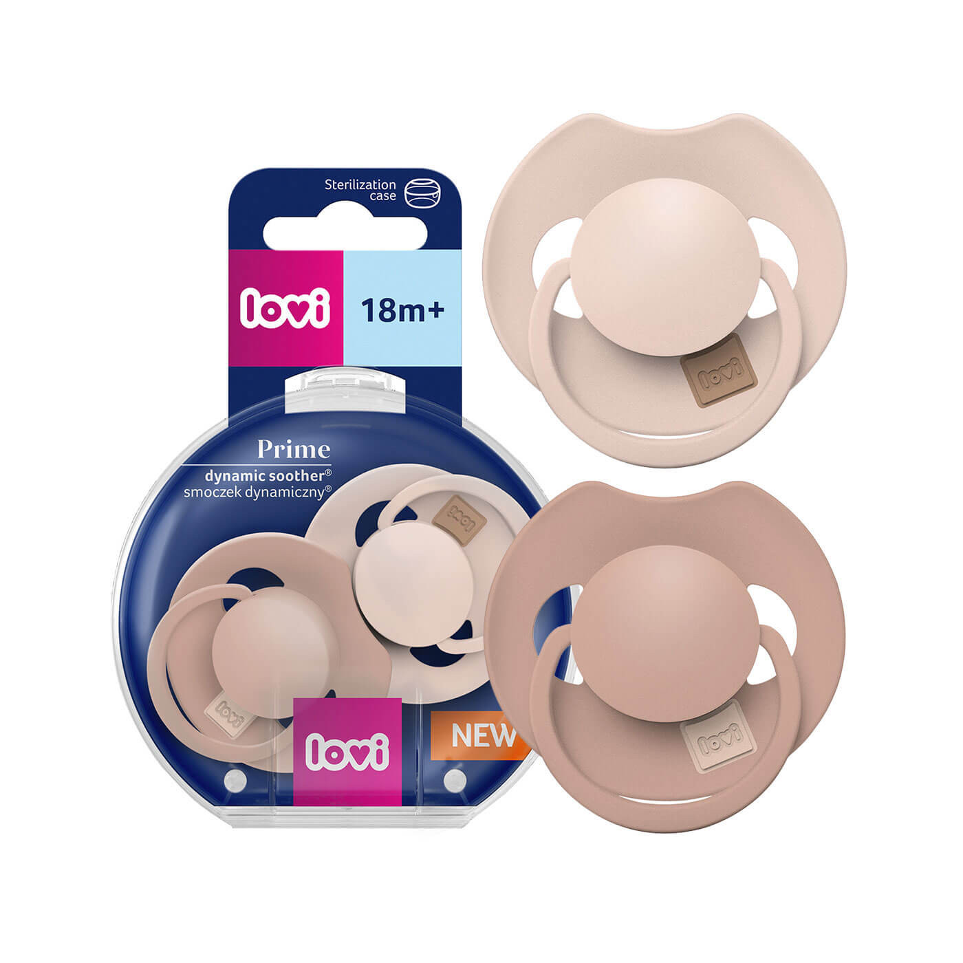 Smoczek uspokajający silikonowy LOVI Prime 18m+ 2 szt. Nude Blush