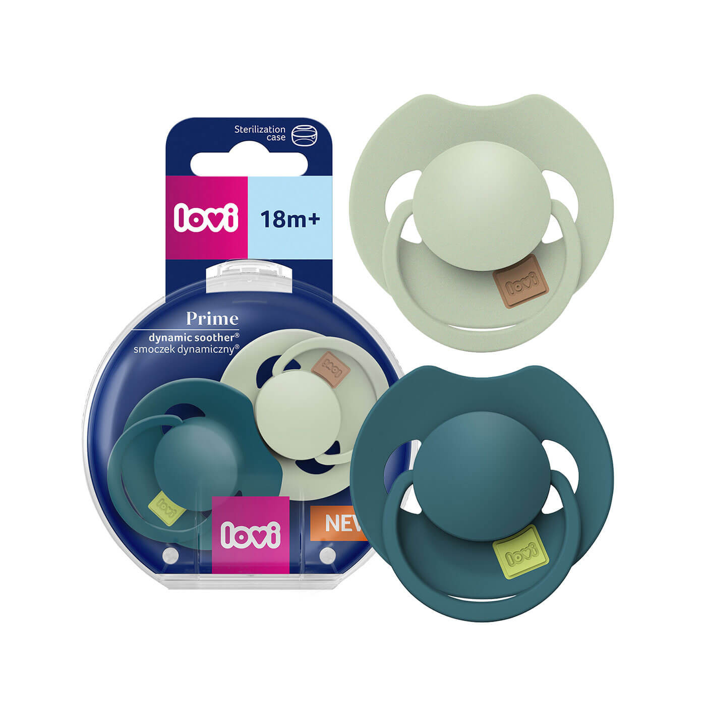 Smoczek uspokajający silikonowy LOVI Prime 18m+ 2 szt. Pistachio Green