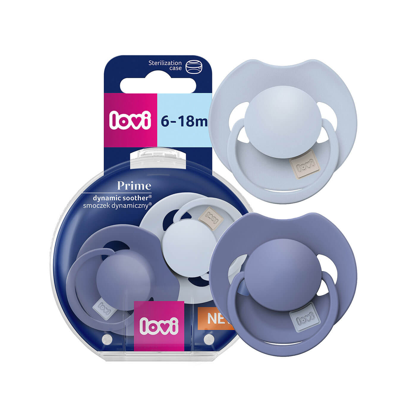Smoczek uspokajający silikonowy LOVI Prime 6-18 m 2 szt. Baby Blue