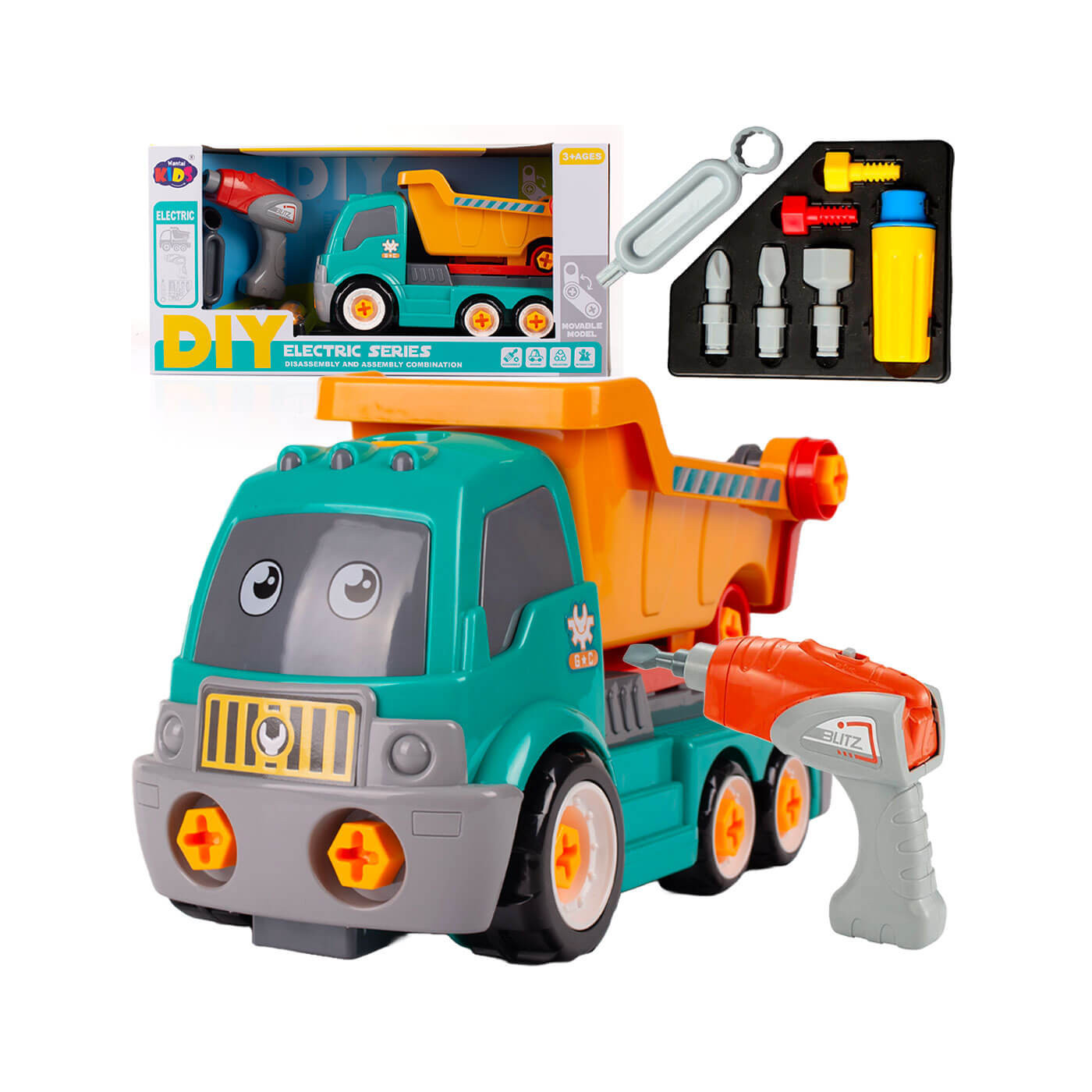 Wywrotka do skręcania z zestawem narzędzi, ruchome elementy