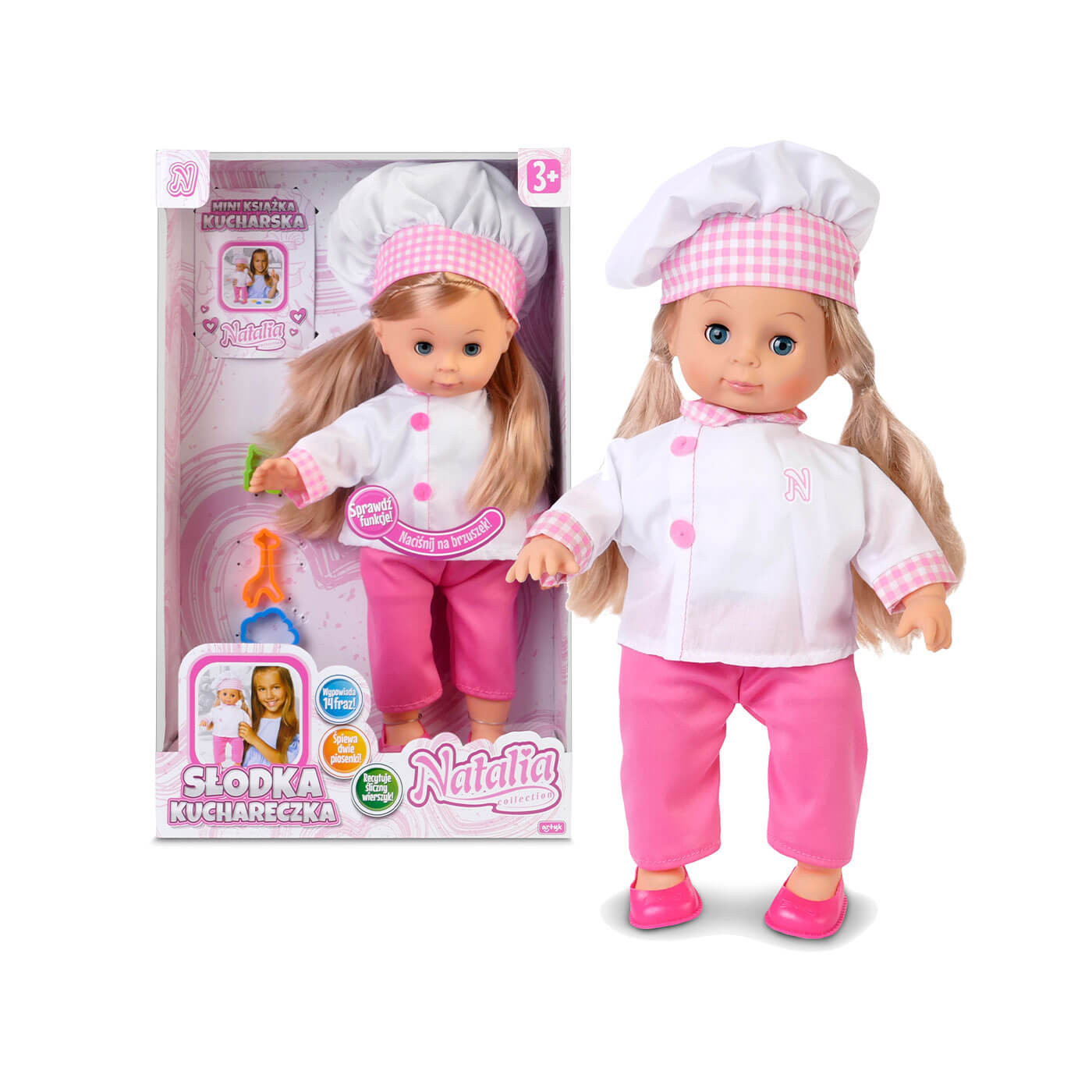 Lalka Natalia śpiewająca, mówiąca po polsku słodka kuchareczka 41 cm