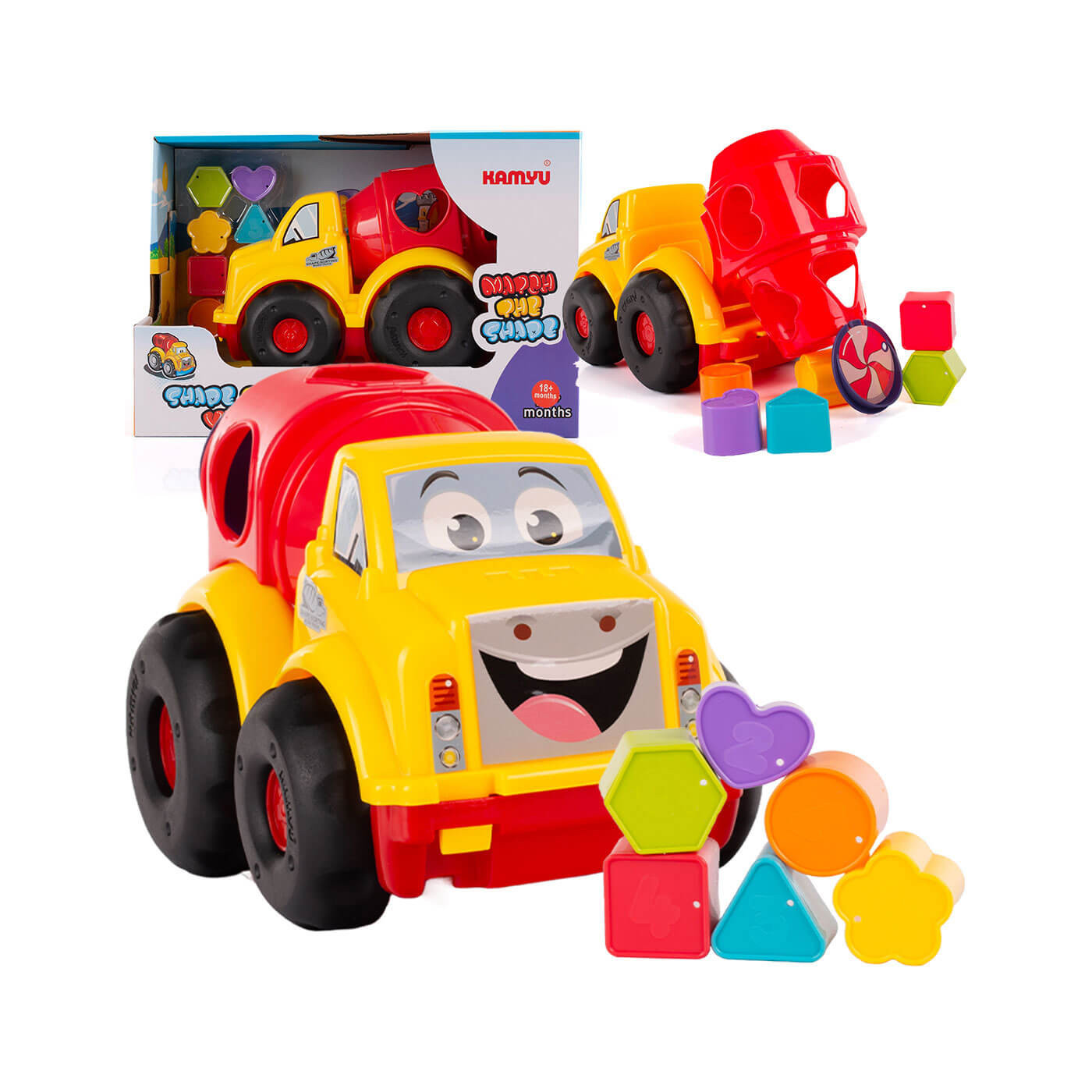 Auto sorter zabawka z klockami do dopasowywania kształtów 18m+
