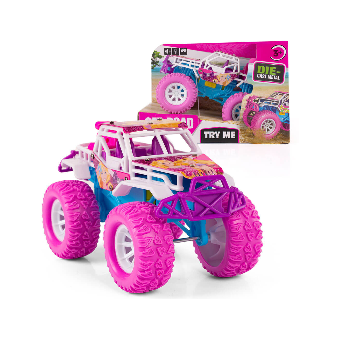 Auto terenówka 4x4 dla dziewczynki różowe autko z dźwiękiem i światłem