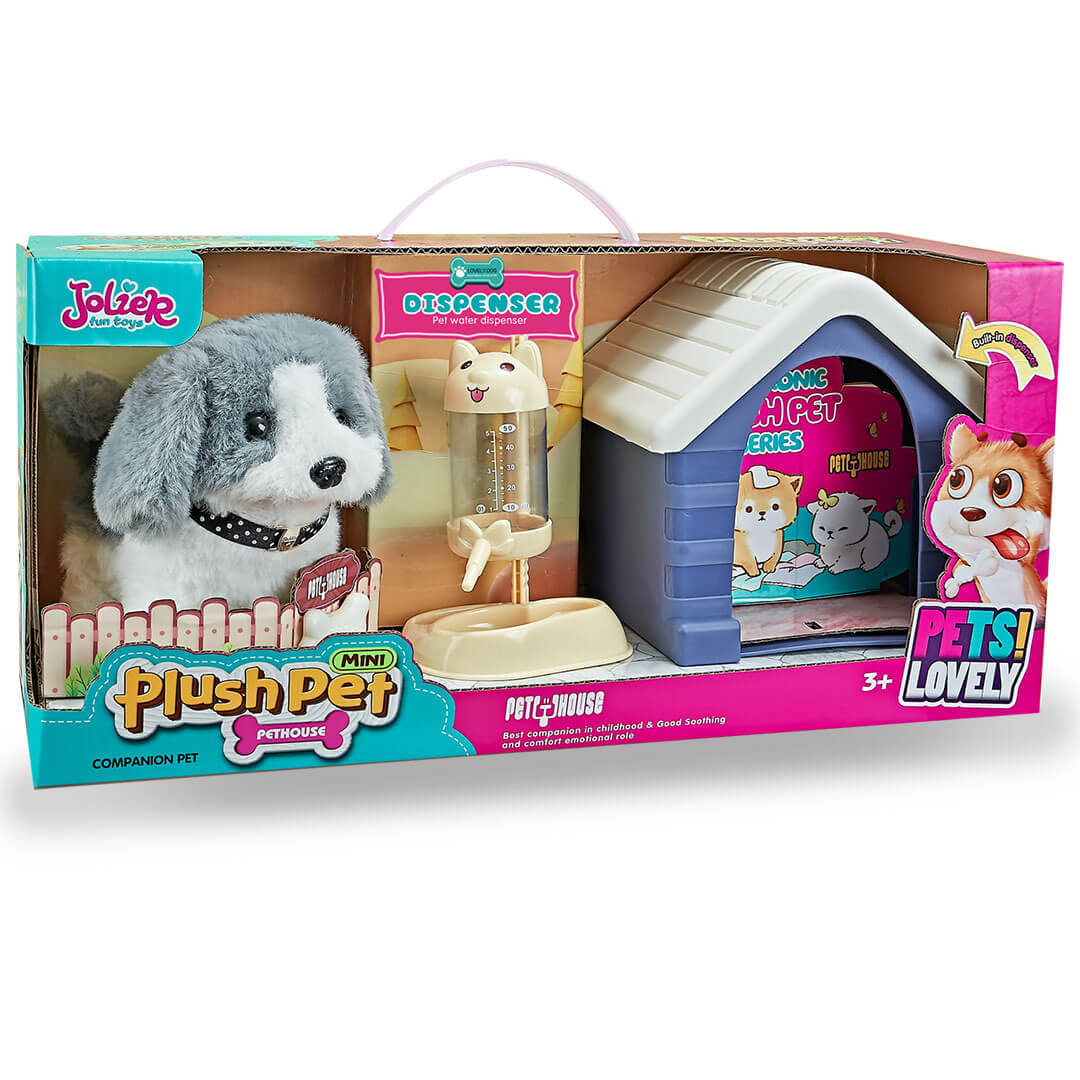 Piesek chodzący szczekający zestaw z domkiem