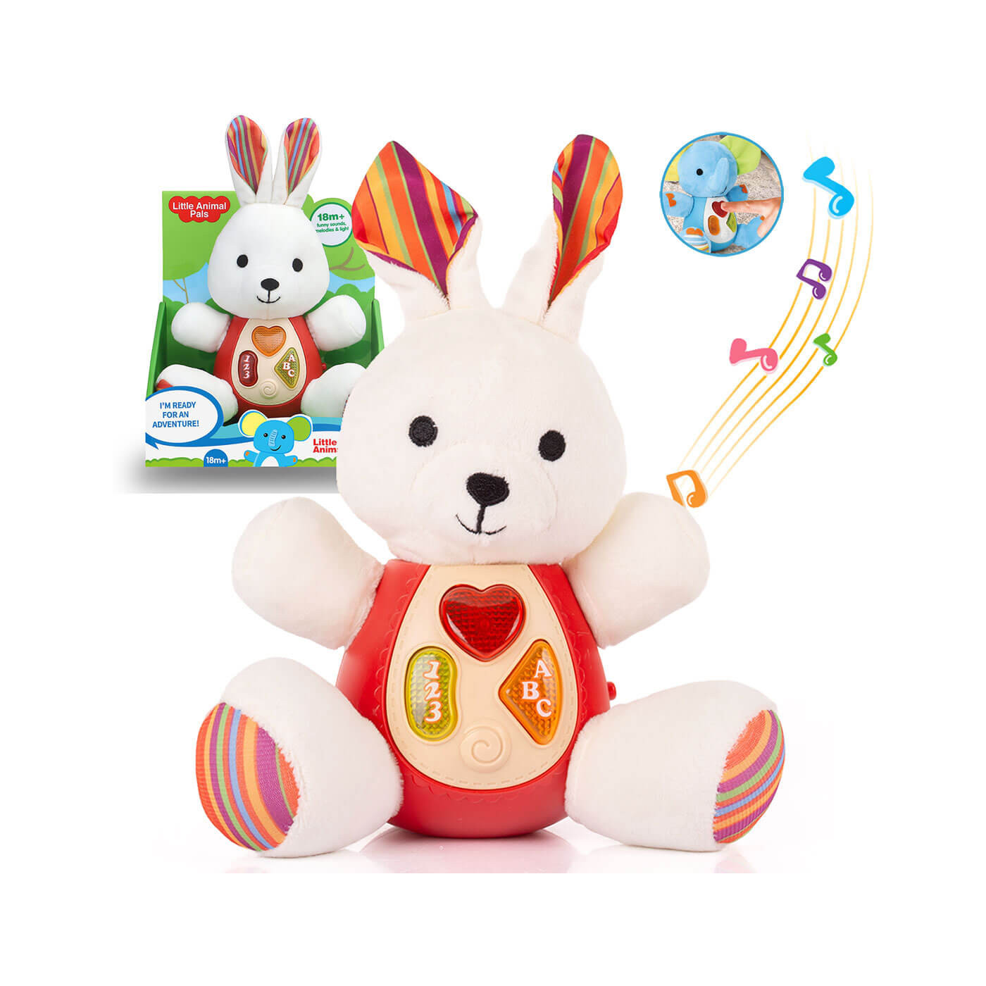 Pluszowa zabawka interaktywna z dźwiękiem dla niemowlaka 18m Królik