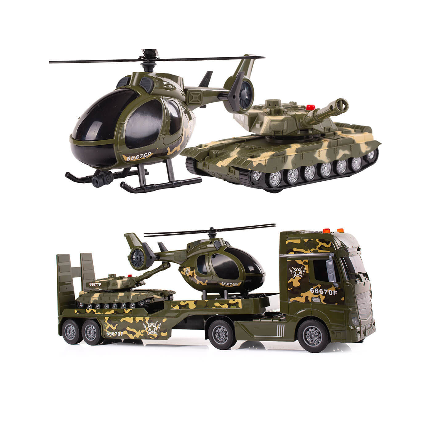 Tir Laweta, Ciągnik z naczepą - Zestaw wojskowy Czołg + helikopter