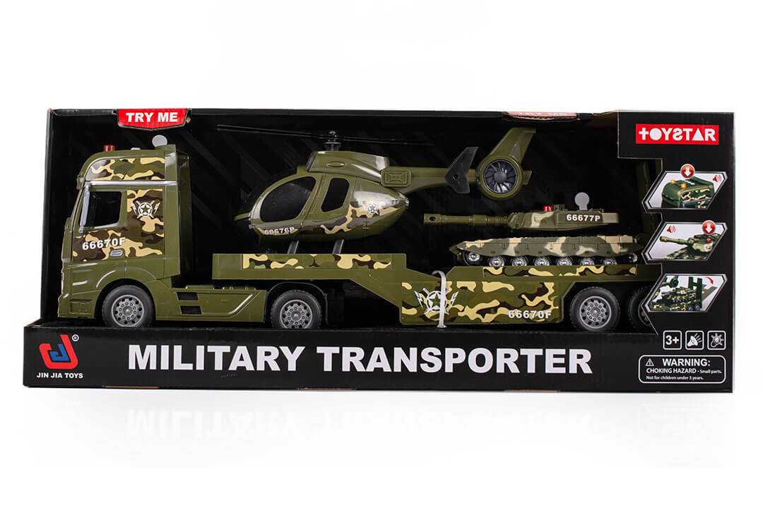 Zestaw wojskowy laweta z pojazdami wojskowymi