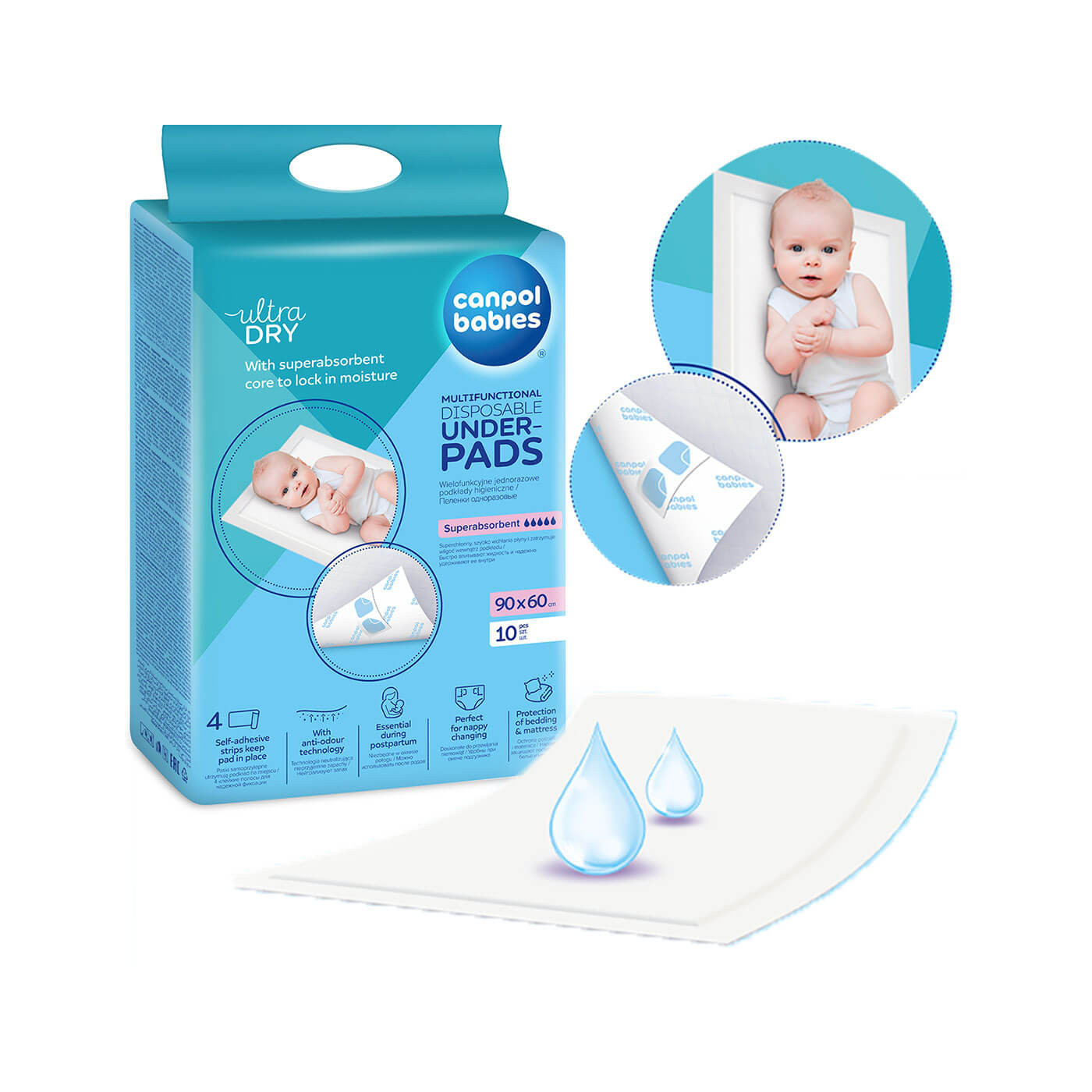 Wielofunkcyjne, jednorazowe podkłady higieniczne nieprzemakalne 90x60