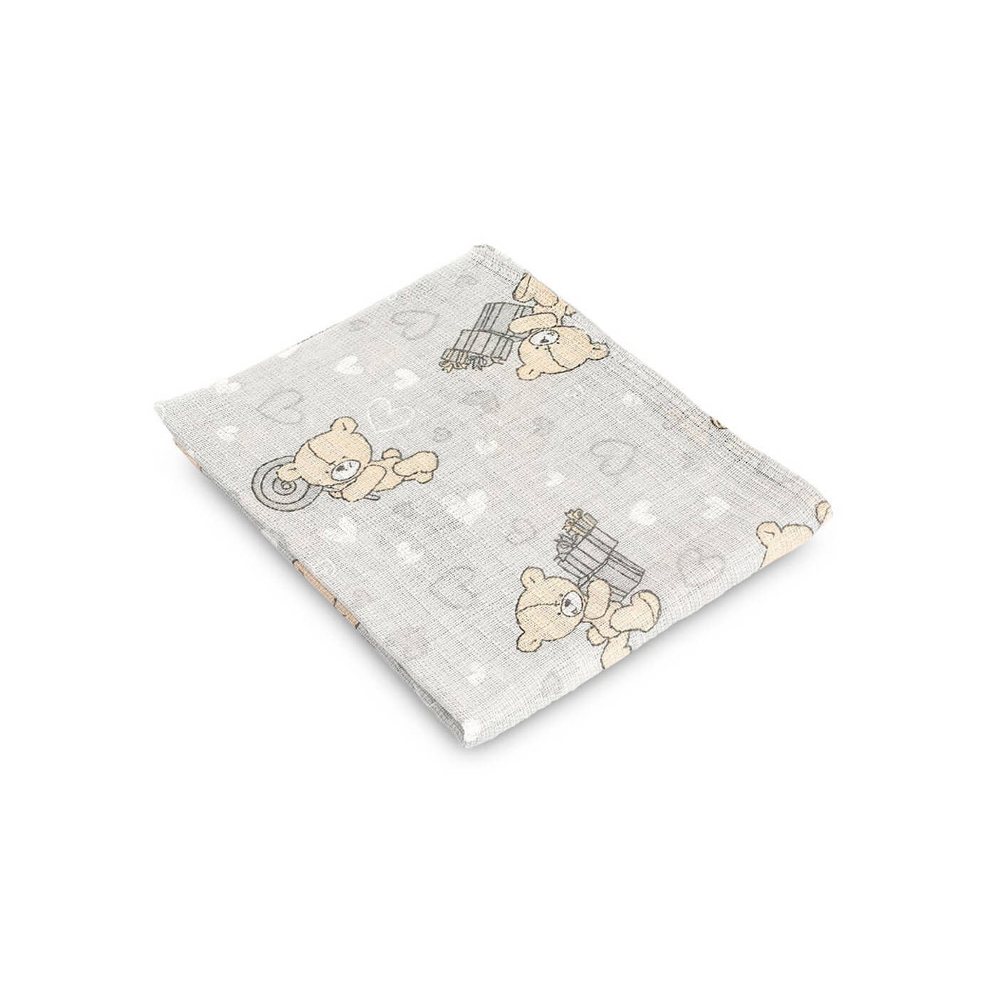 Pieluszka tetrowa kolorowa szara w misie dla niemowląt