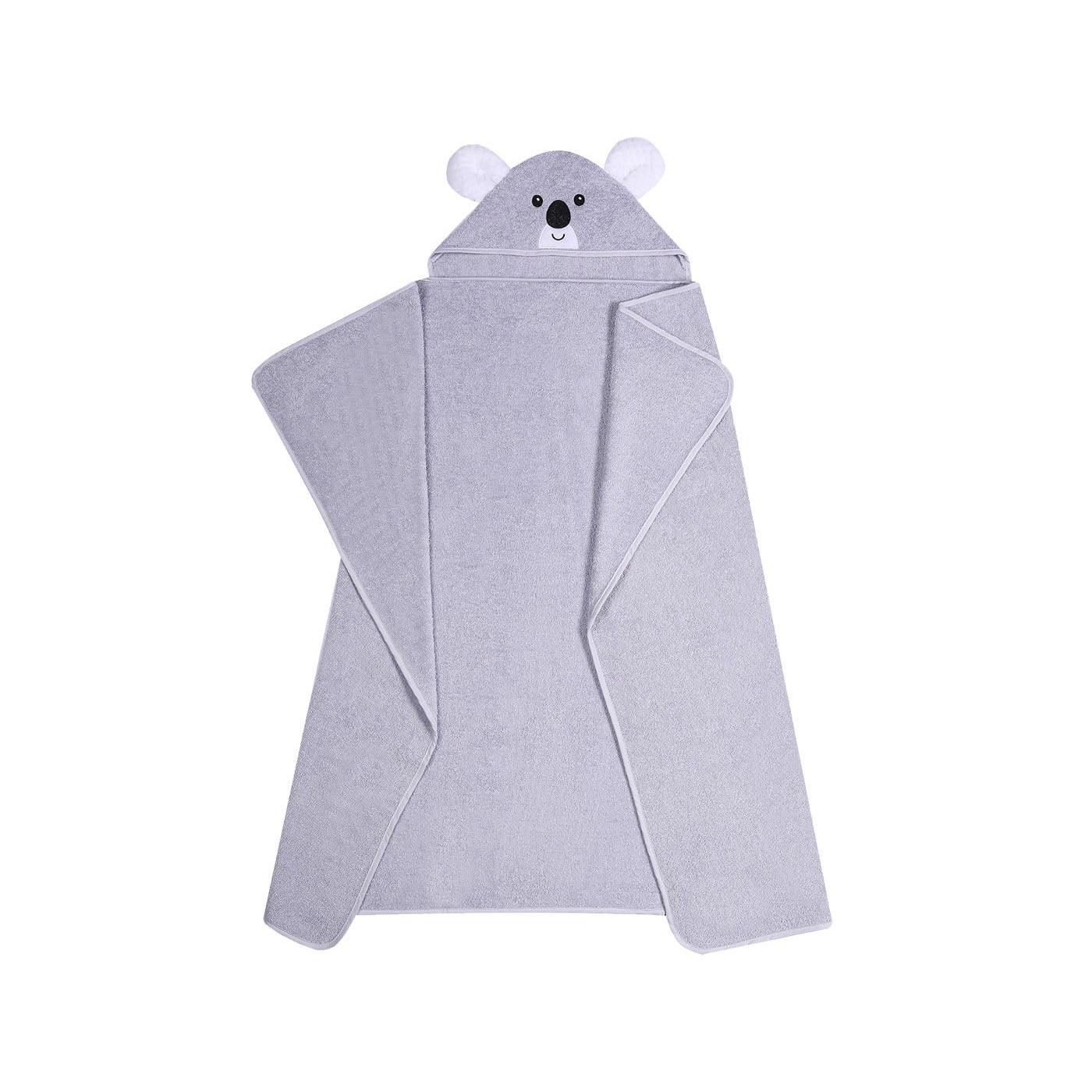 Ręcznik z kapturkiem, okrycie dla dziecka120x100 cm Szary miś