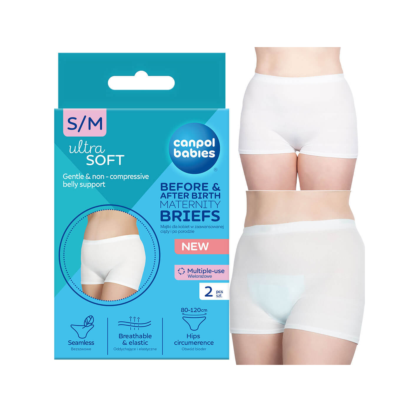 Majtki wielorazowe dla kobiet w ciąży i po porodzie Canpol 2 szt. S/M