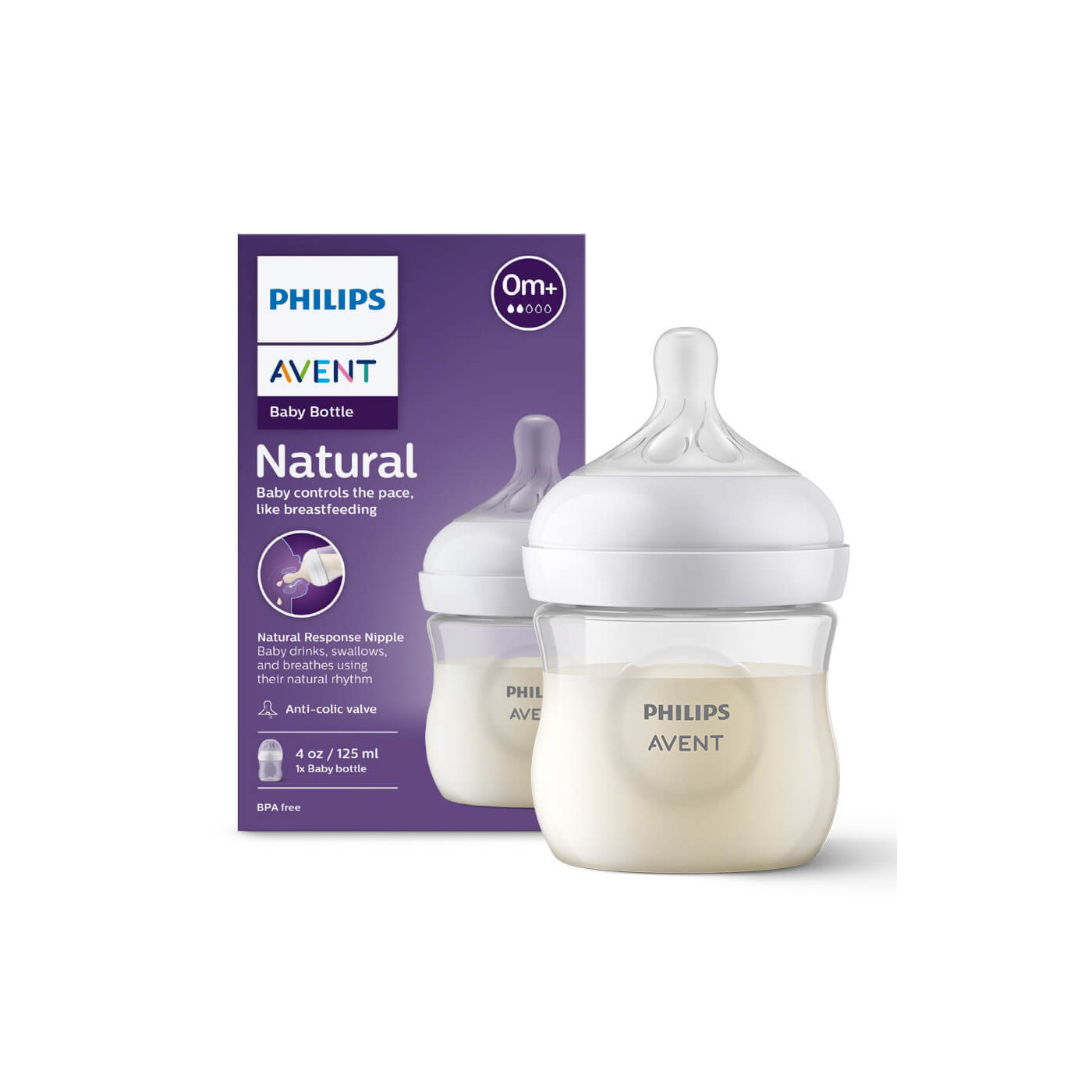 Butelka + smoczek 0m+ Philips AVENT Natural Response 125 ml