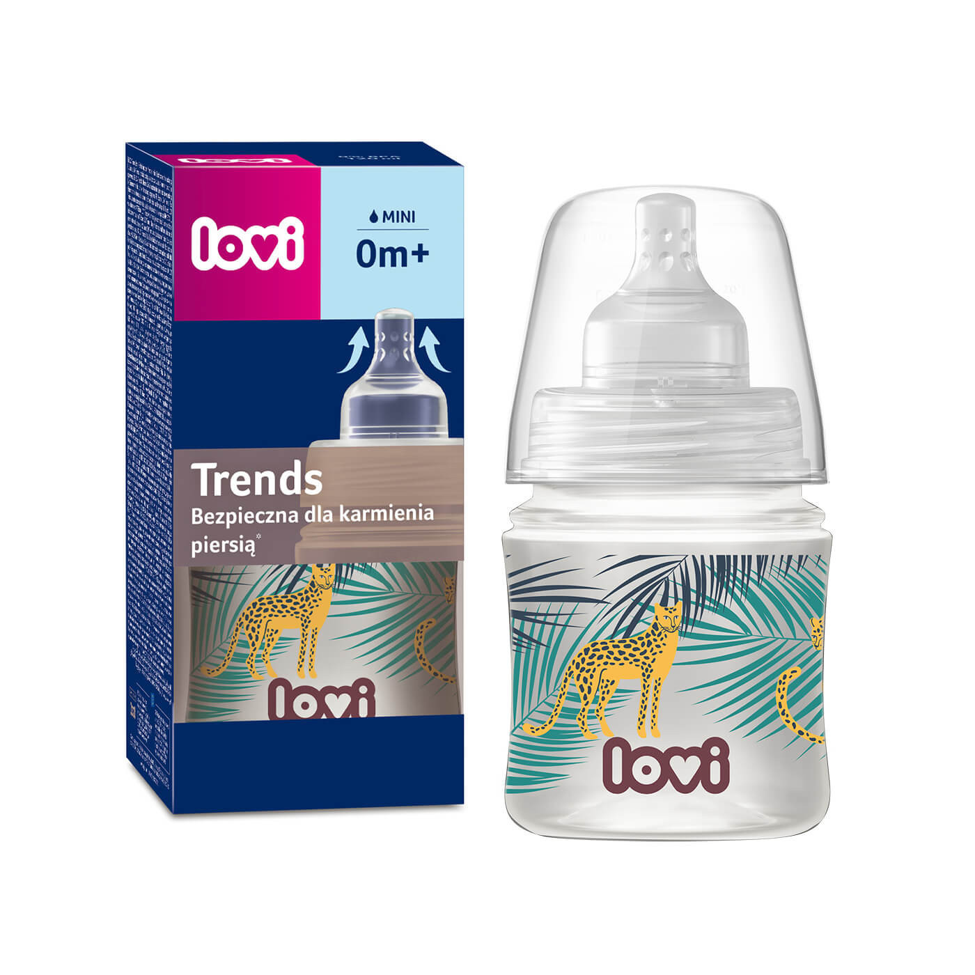 Butelka + smoczek 0m+ do podawania mleka od narodzin Lovi Trends 120ml