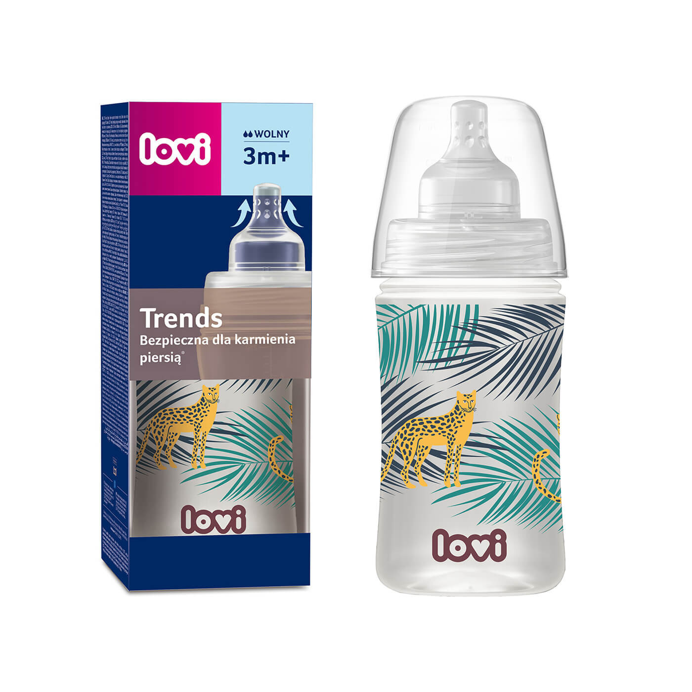 Butelka + smoczek 3m+ do podawania mleka od narodzin Lovi Trends 250ml