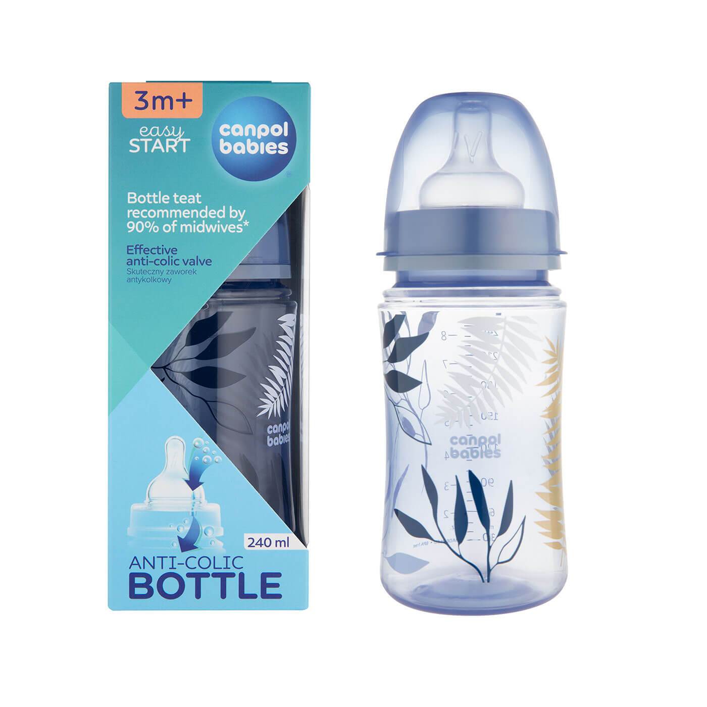 Butelka szeroka antykolkowa 24ml PP EasyStart Canpol babies GOLD blue