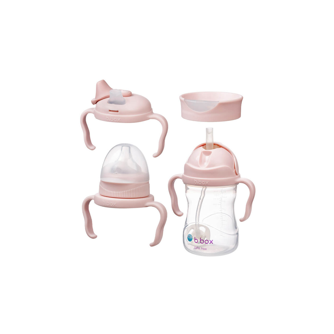 Kubek B.Box 240 ml dla dzieci - Zestaw 4w1- różowy