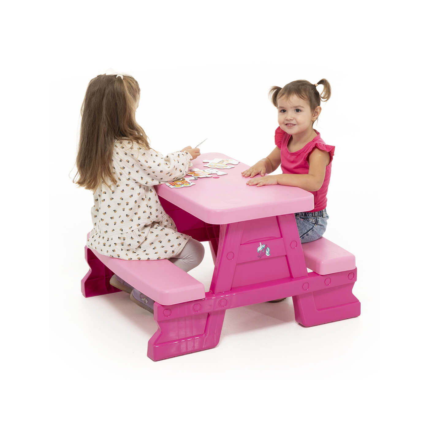 Stolik piknikowy dla dzieci, zabawka do ogrodu różowy
