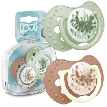 Smoczek uspokajający dla dziecka LOVI 6-18m Tie Dye Green 2 szt.