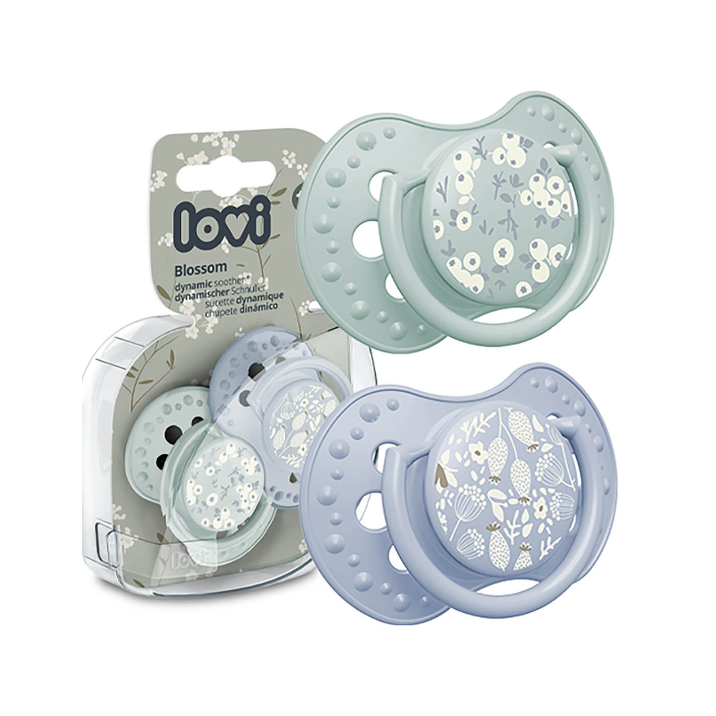 Smoczek uspokajający dla dziecka LOVI 18m+ Blossom Blue 2szt.