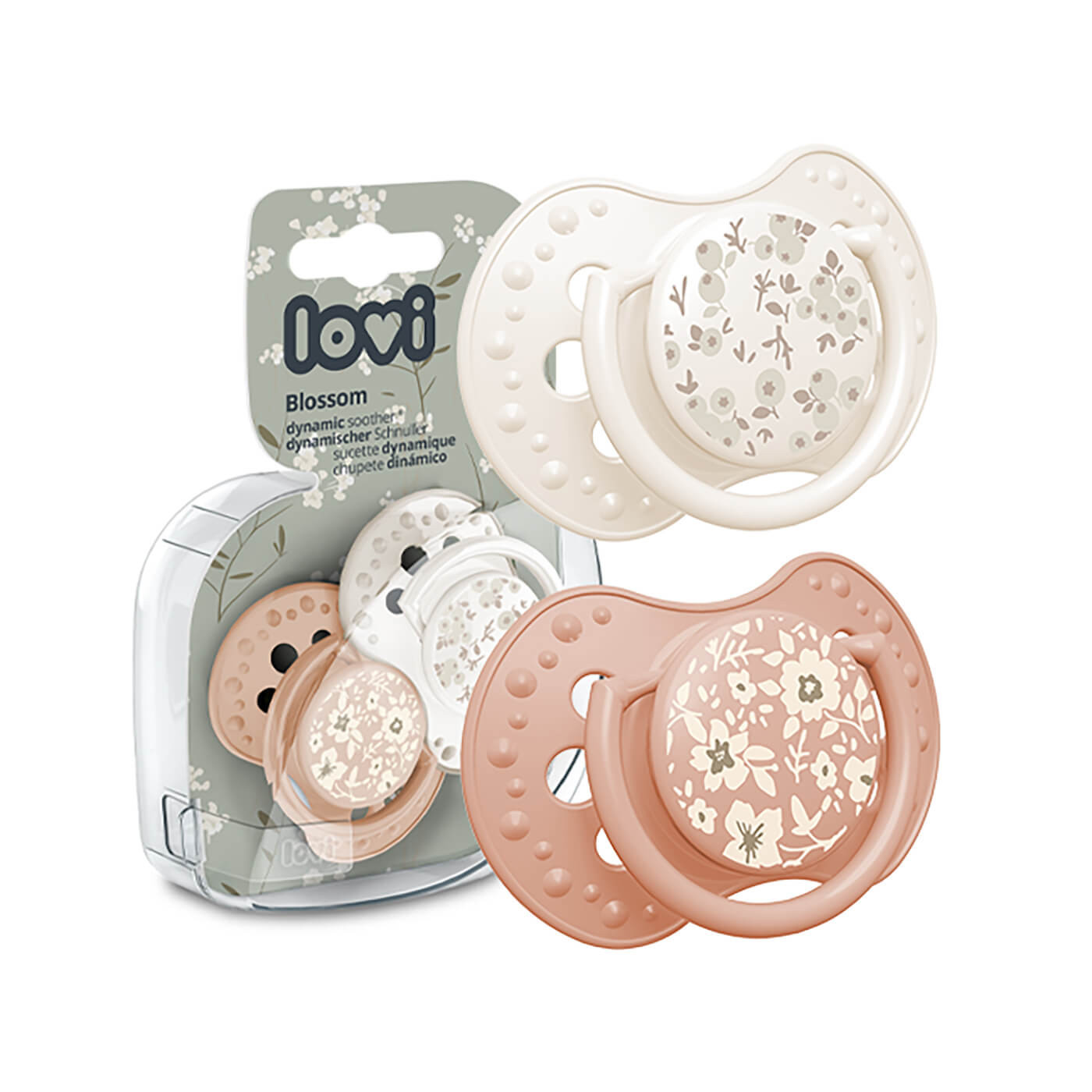 Smoczek uspokajający dla dziecka LOVI 18m+ Blossom Ivory 2szt.