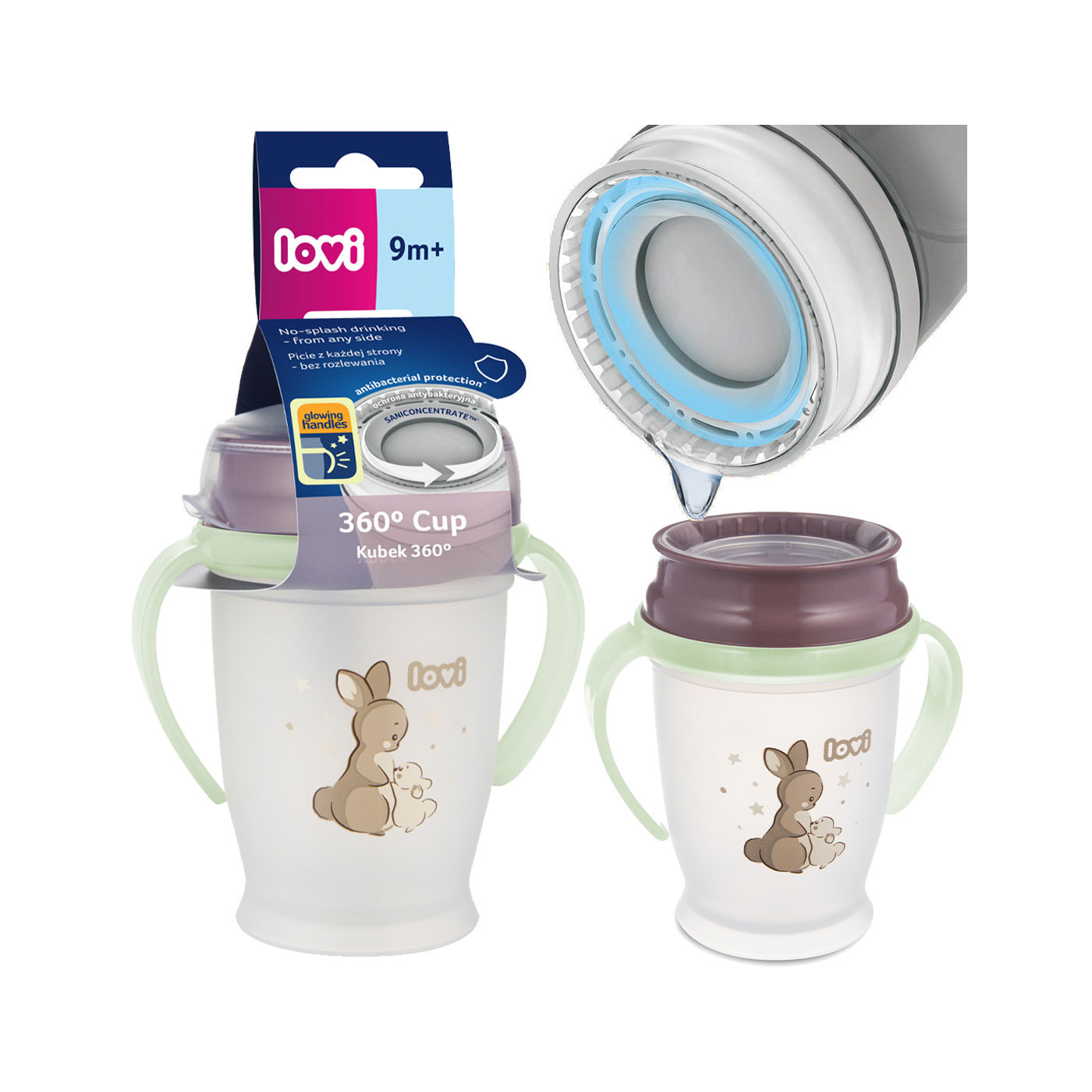 LOVI Kubek otwarty niekapek 360' JUNIOR 250 ml 9m+ Night&Day Rabbit