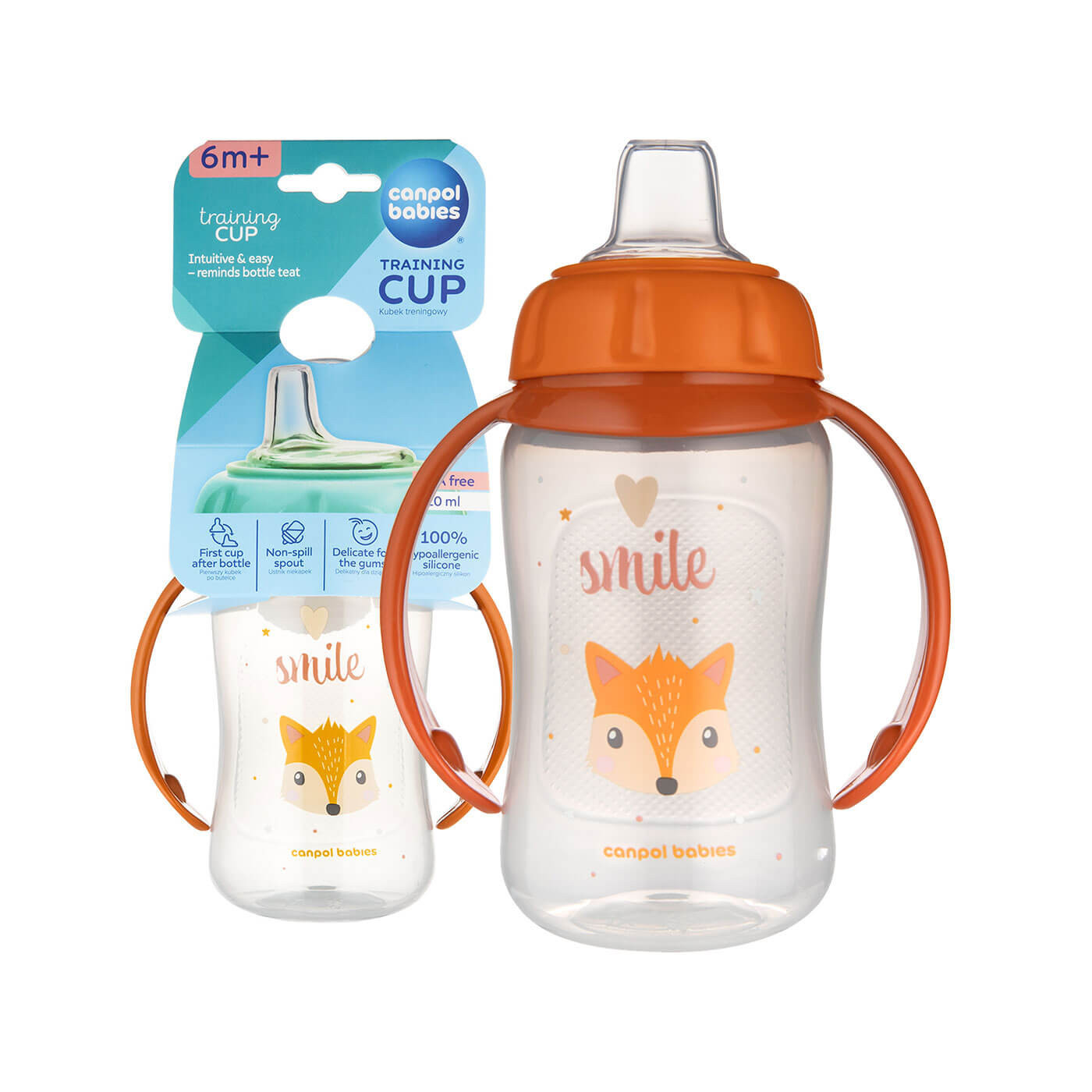 Kubek treningowy z ustnikiem silikonowym Canpol Cute Animals 320ml