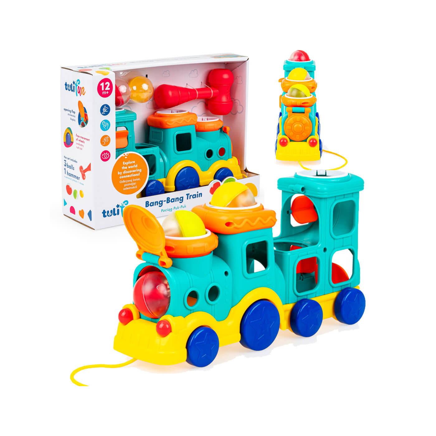 Pociąg puk puk interaktywna zabawka Dumel Tulifun dla dziecka 12m+